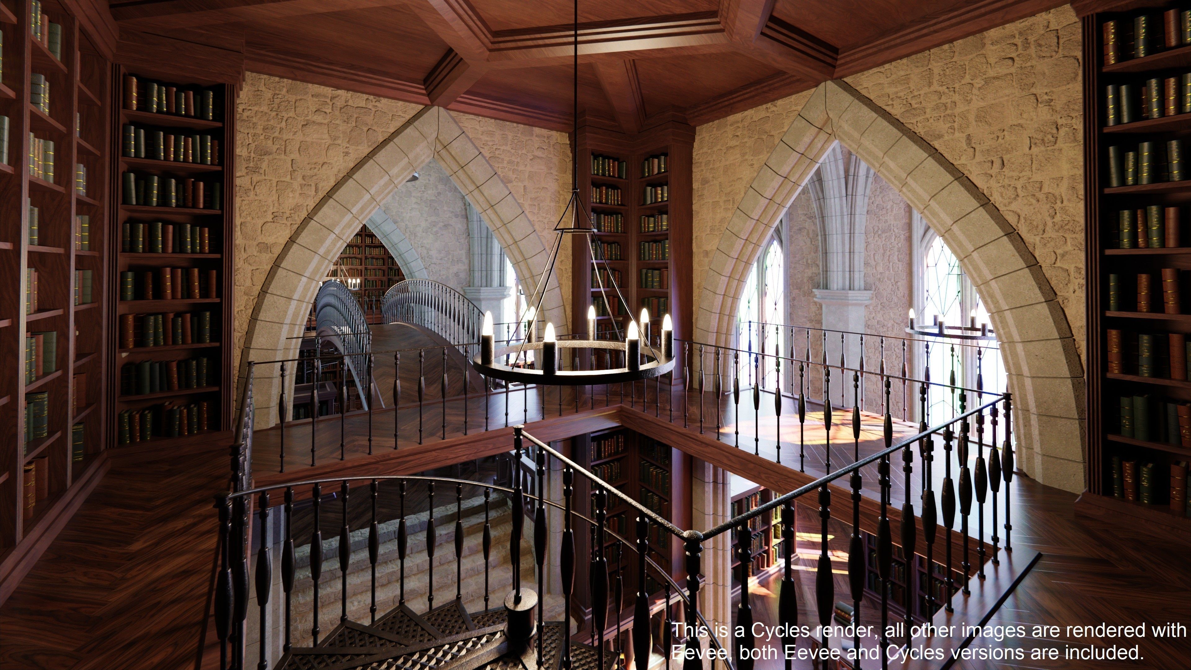 Classic Library for Blender Eevee and Cycles Low-poly 3D model_24