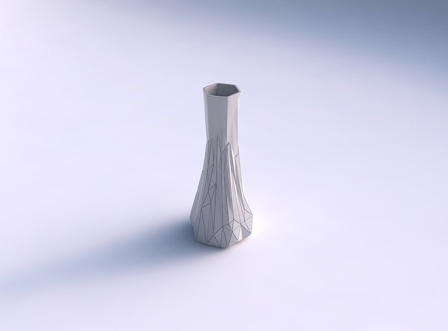 Vase squeezed hexagon with partial random triangle plates 3D print model