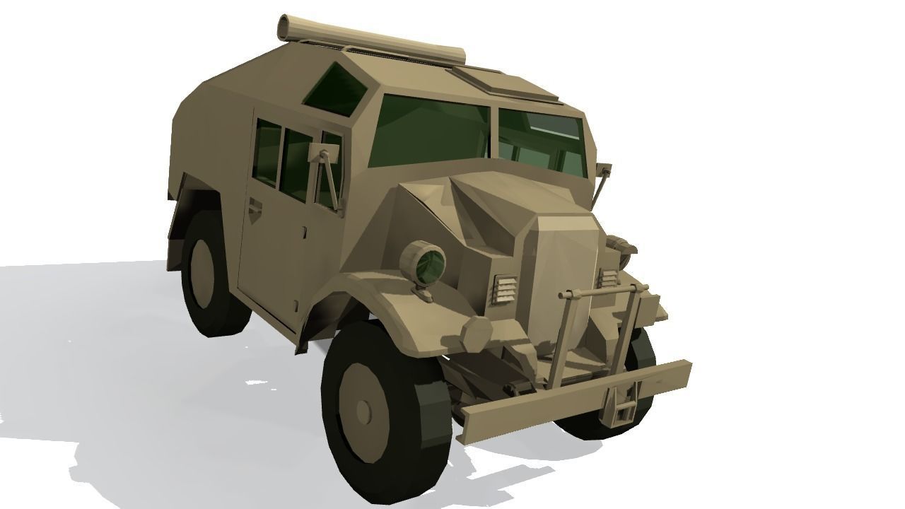 Quad Gun Tractor Low-poly 3D model_1