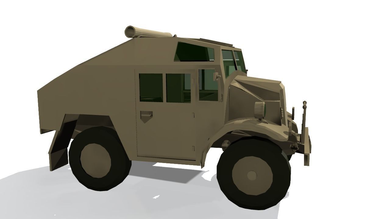 Quad Gun Tractor Low-poly 3D model_4
