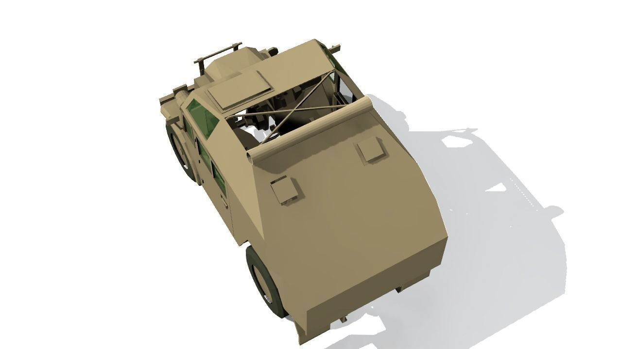 Quad Gun Tractor Low-poly 3D model_11