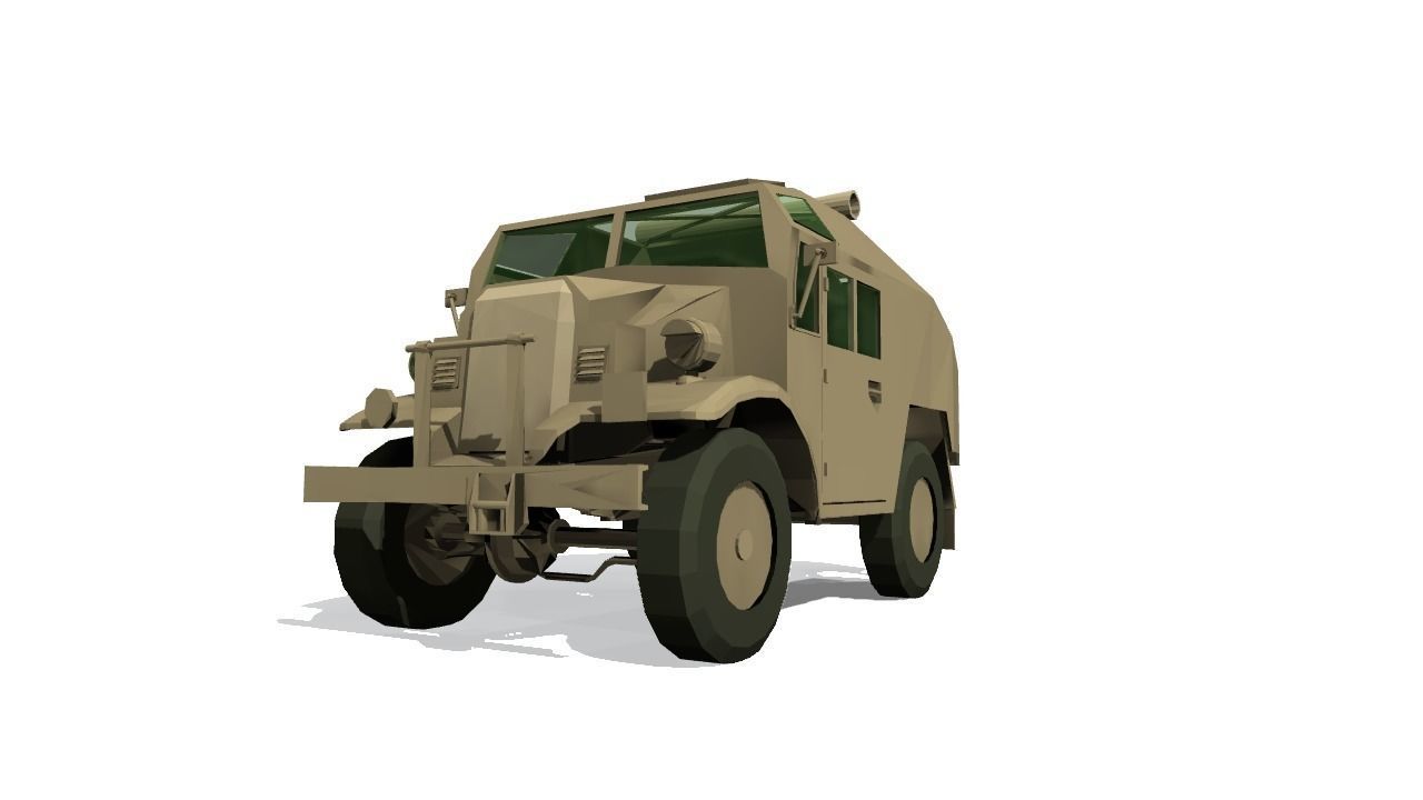 Quad Gun Tractor Low-poly 3D model_5