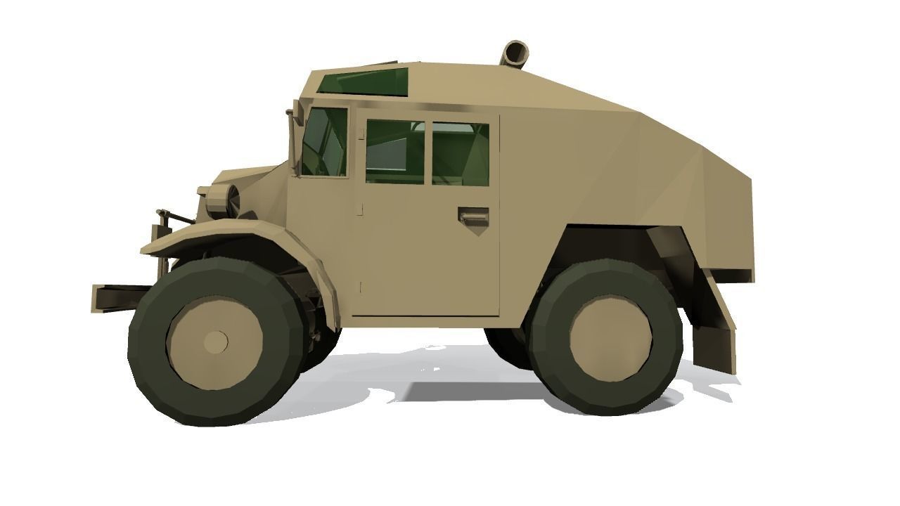 Quad Gun Tractor Low-poly 3D model_8