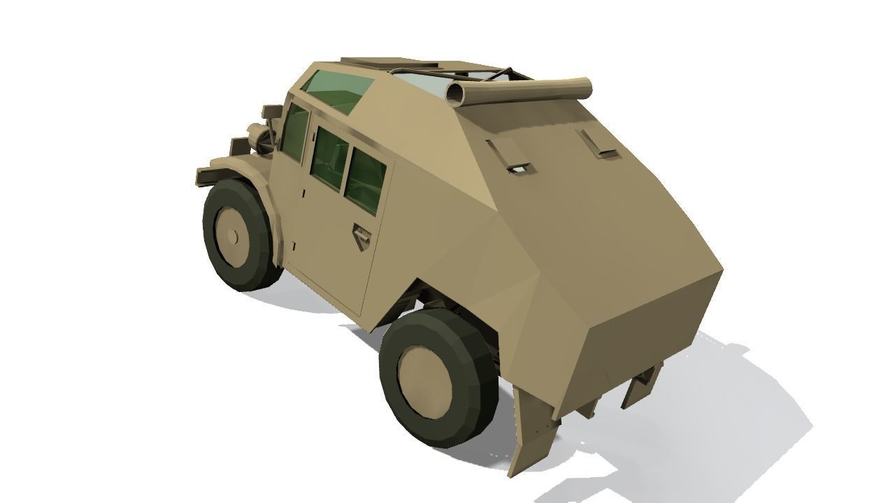 Quad Gun Tractor Low-poly 3D model_10