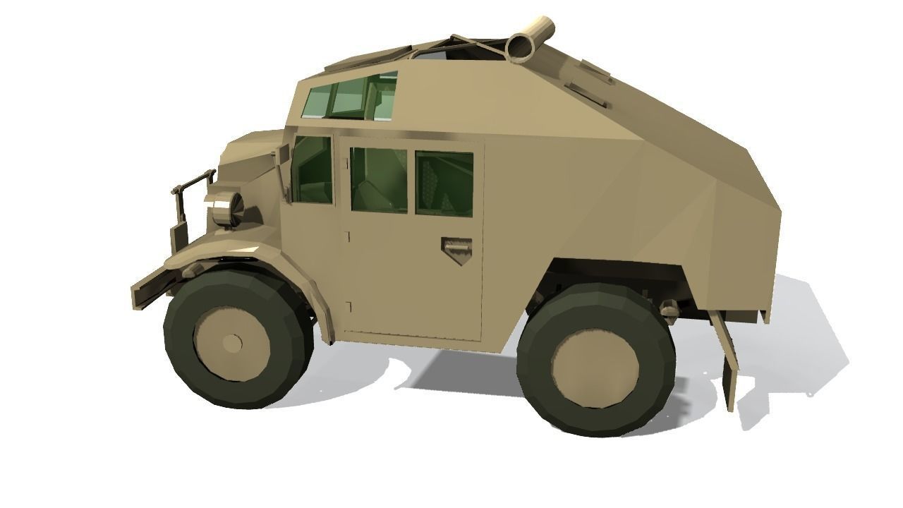 Quad Gun Tractor Low-poly 3D model_6