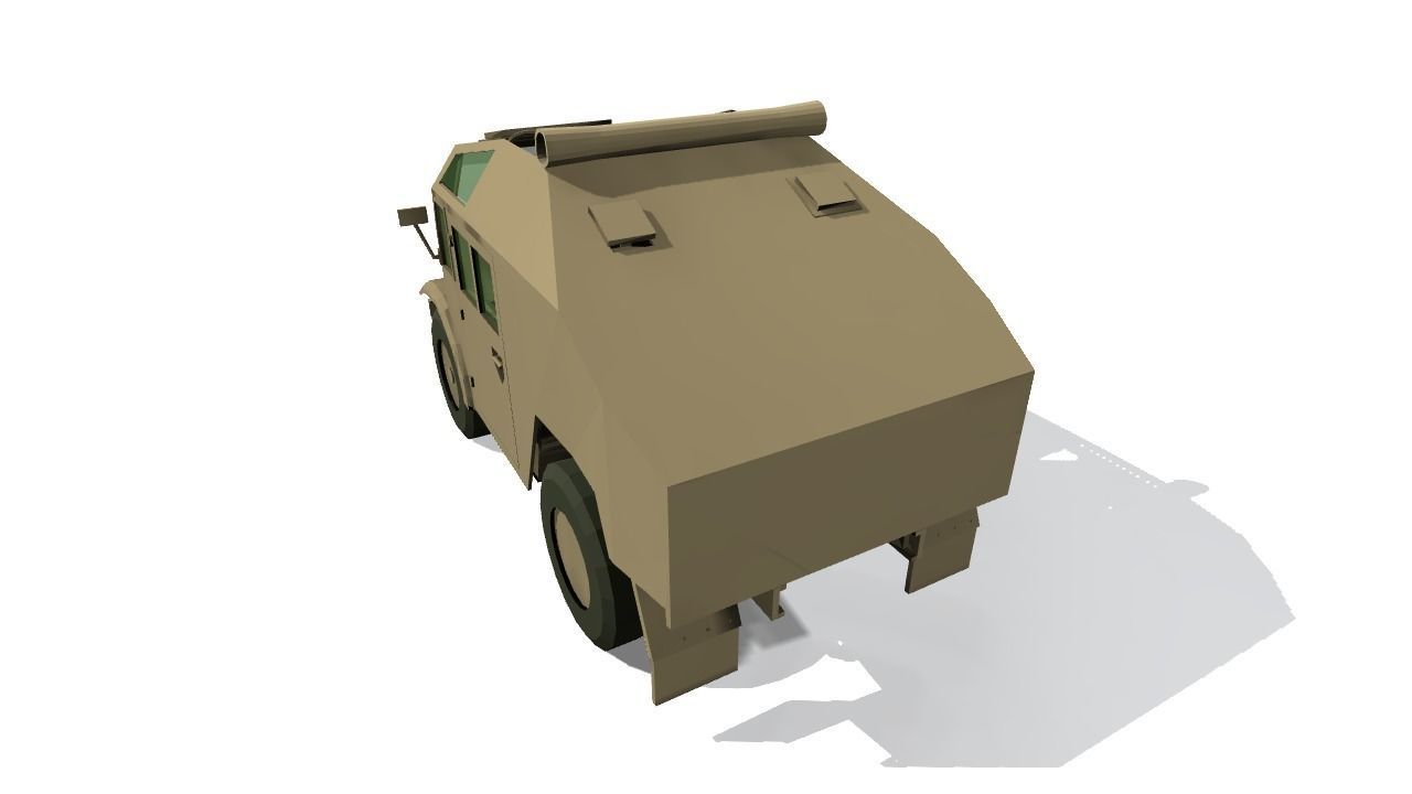 Quad Gun Tractor Low-poly 3D model_9