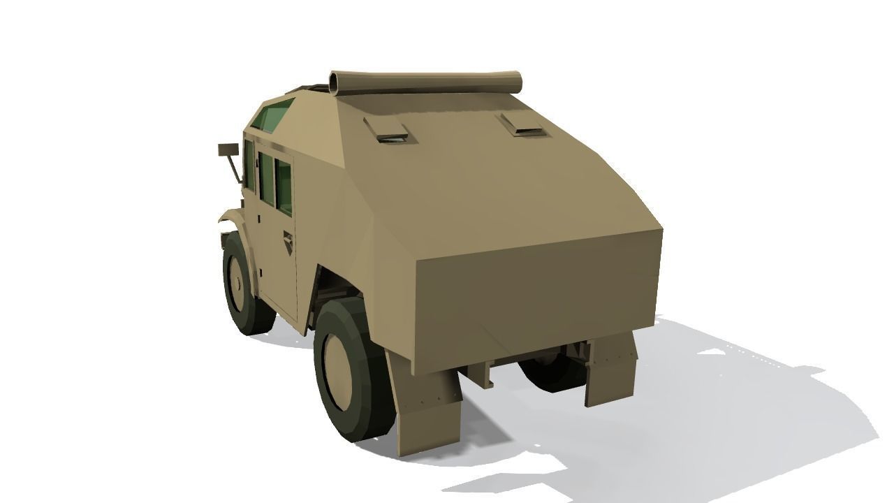 Quad Gun Tractor Low-poly 3D model_7