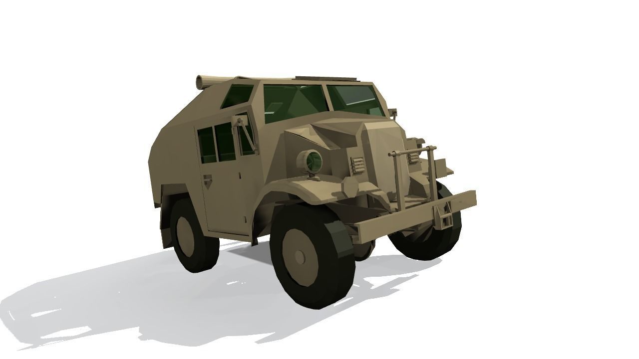 Quad Gun Tractor Low-poly 3D model_3