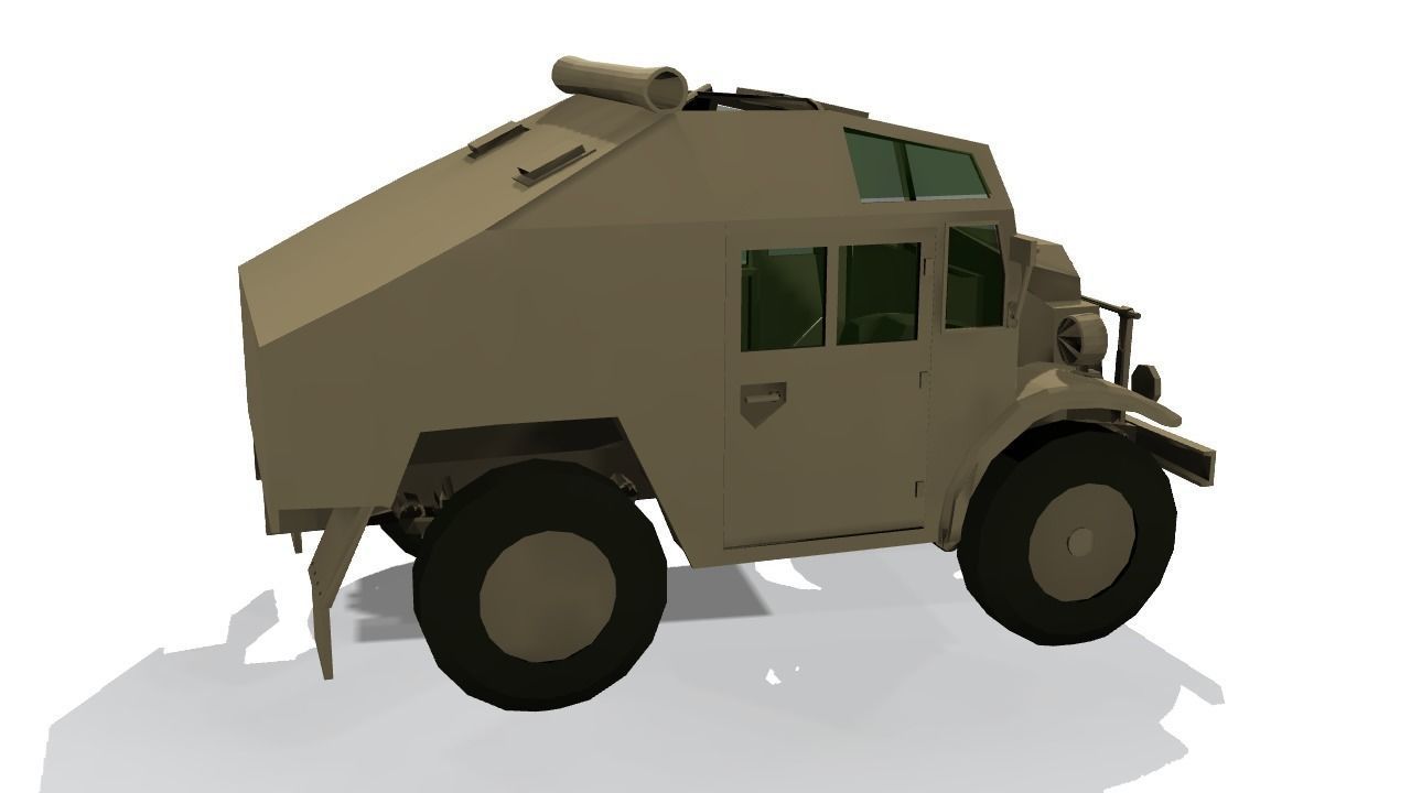 Quad Gun Tractor Low-poly 3D model_15