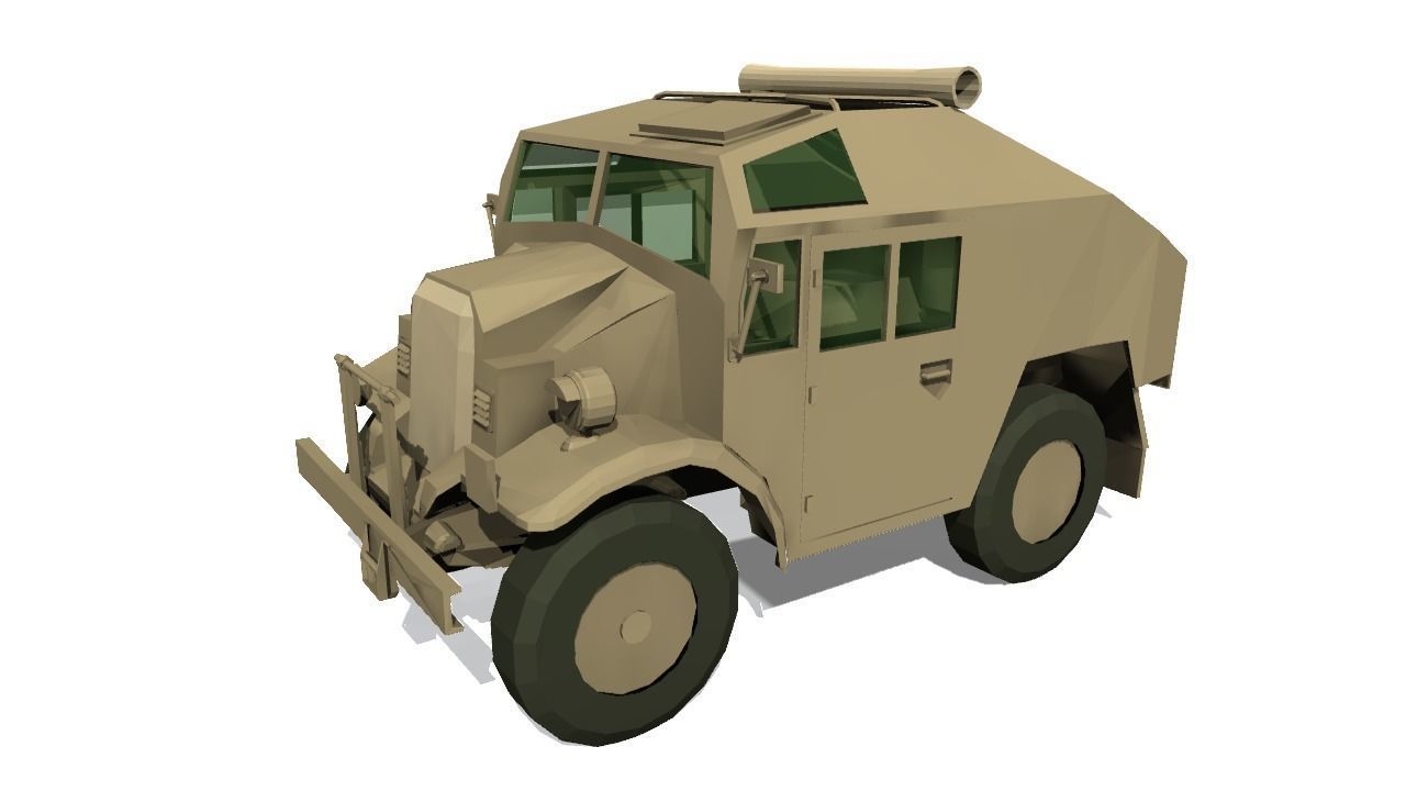 Quad Gun Tractor Low-poly 3D model_2