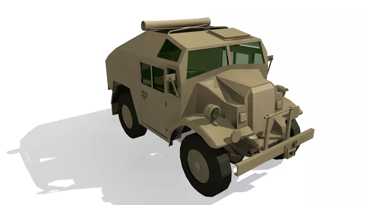 Quad Gun Tractor Low-poly 3D model_0