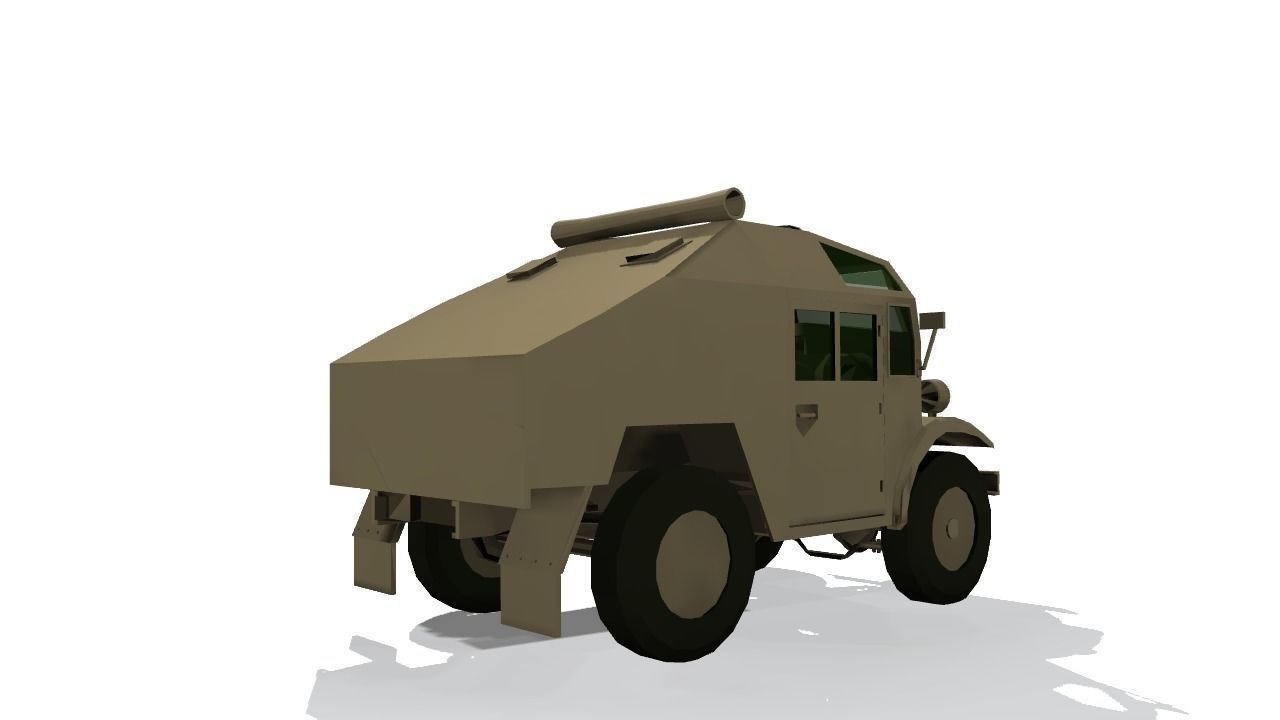 Quad Gun Tractor Low-poly 3D model_16