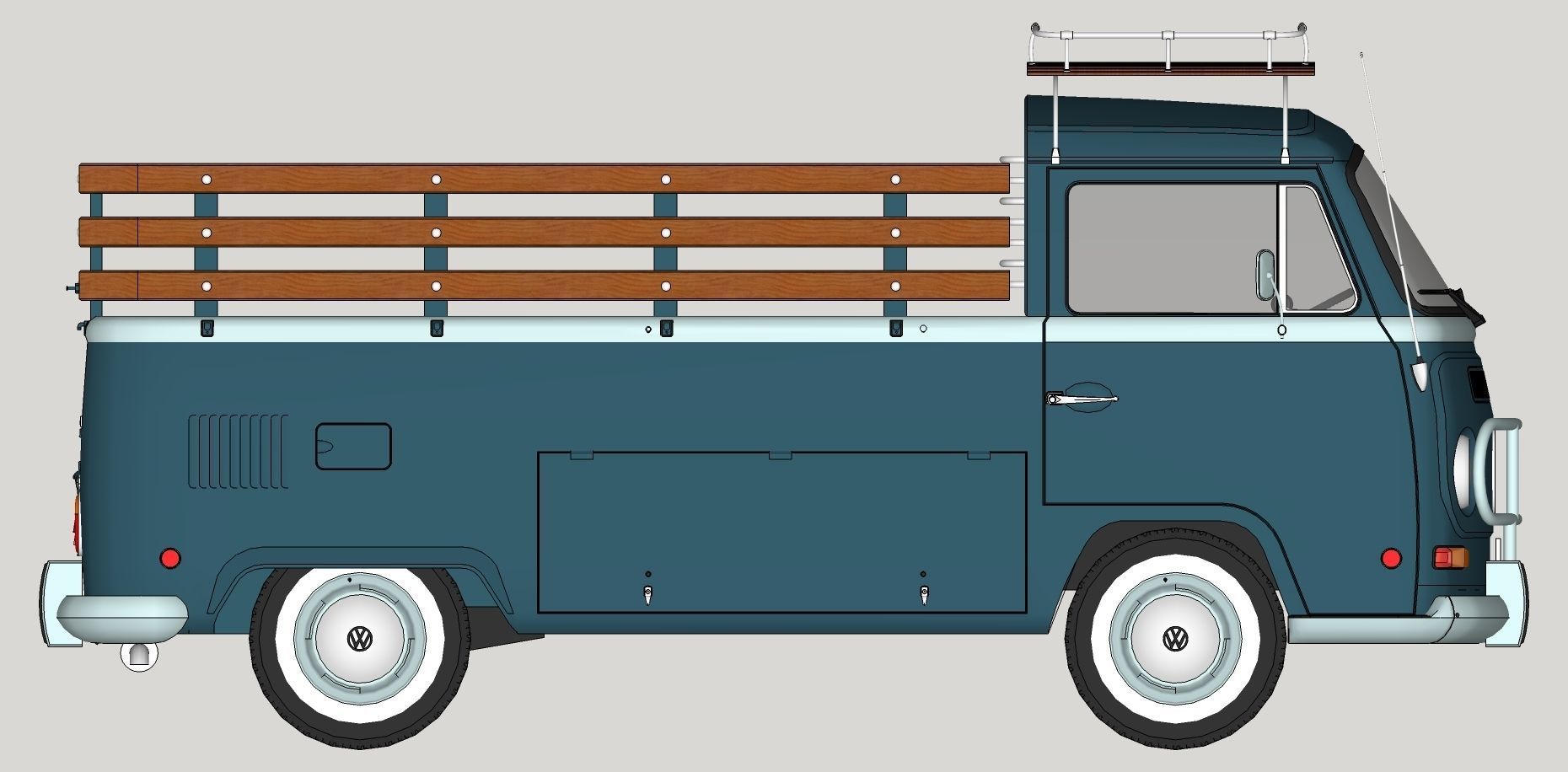 Volkswagen T2 Combi - Kombi 1970 pick-up 3D model_14