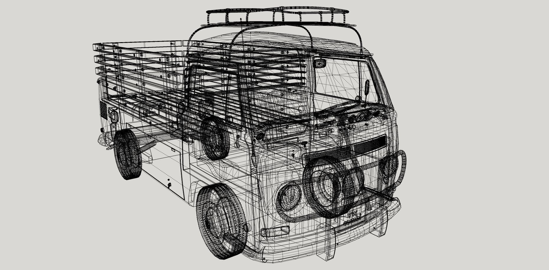 Volkswagen T2 Combi - Kombi 1970 pick-up 3D model_19