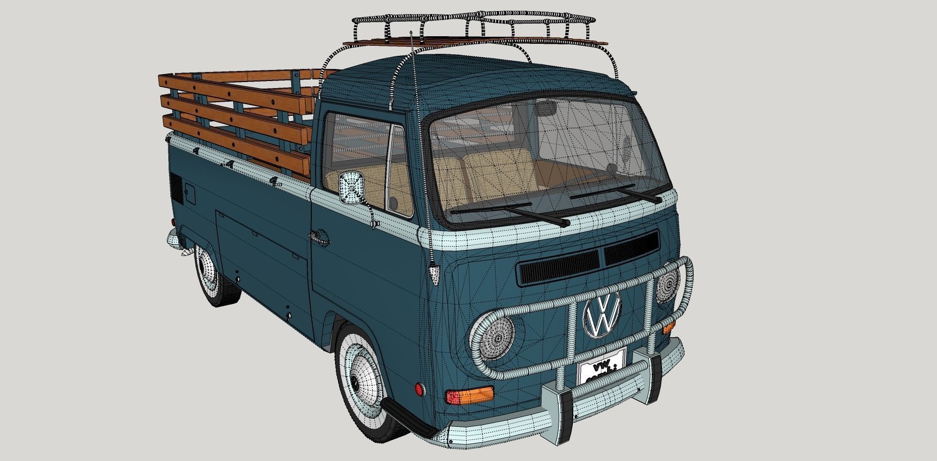 Volkswagen T2 Combi - Kombi 1970 pick-up 3D model_17