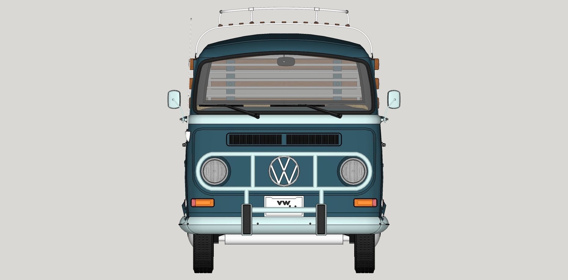 Volkswagen T2 Combi - Kombi 1970 pick-up 3D model_11