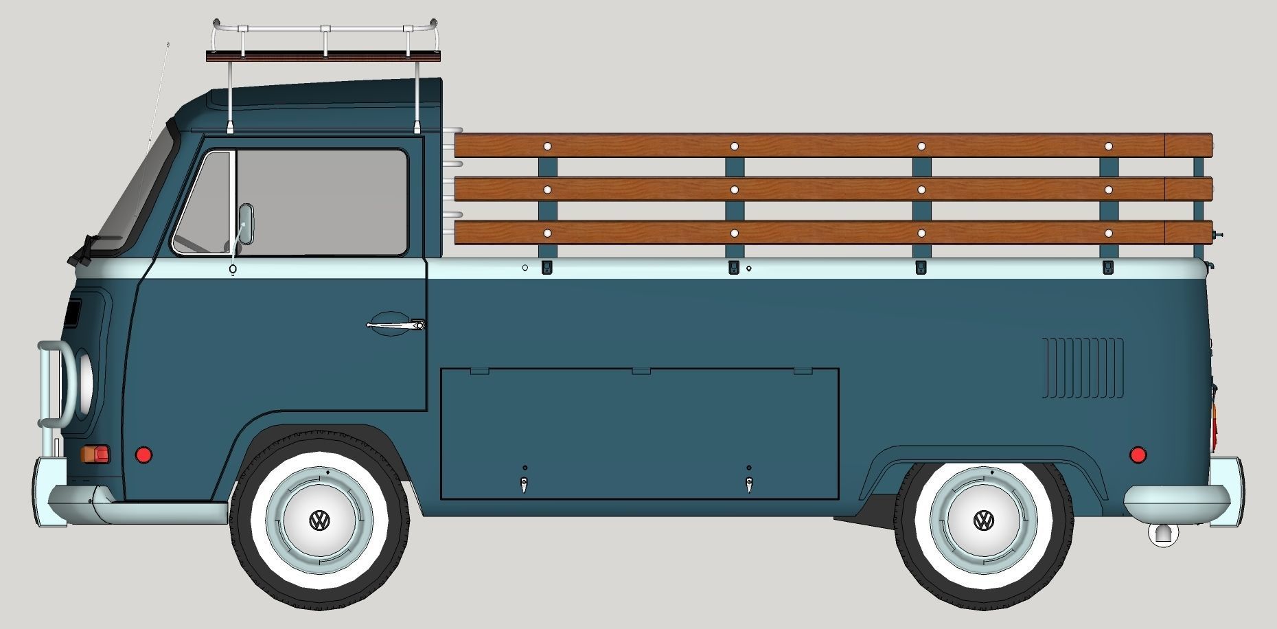 Volkswagen T2 Combi - Kombi 1970 pick-up 3D model_13