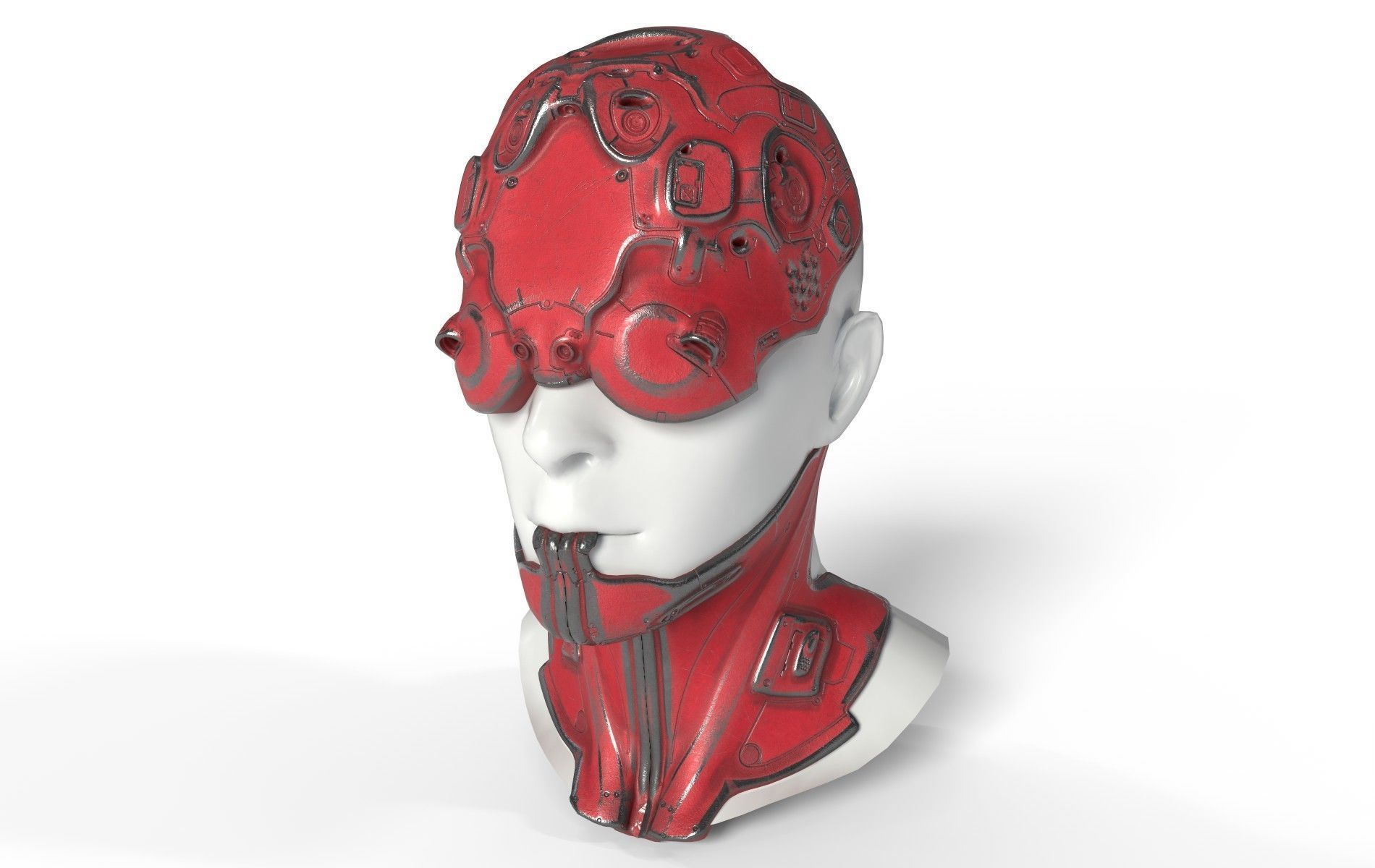 Mask Mecha Robot Cyberpunk Low-poly 3D model_29