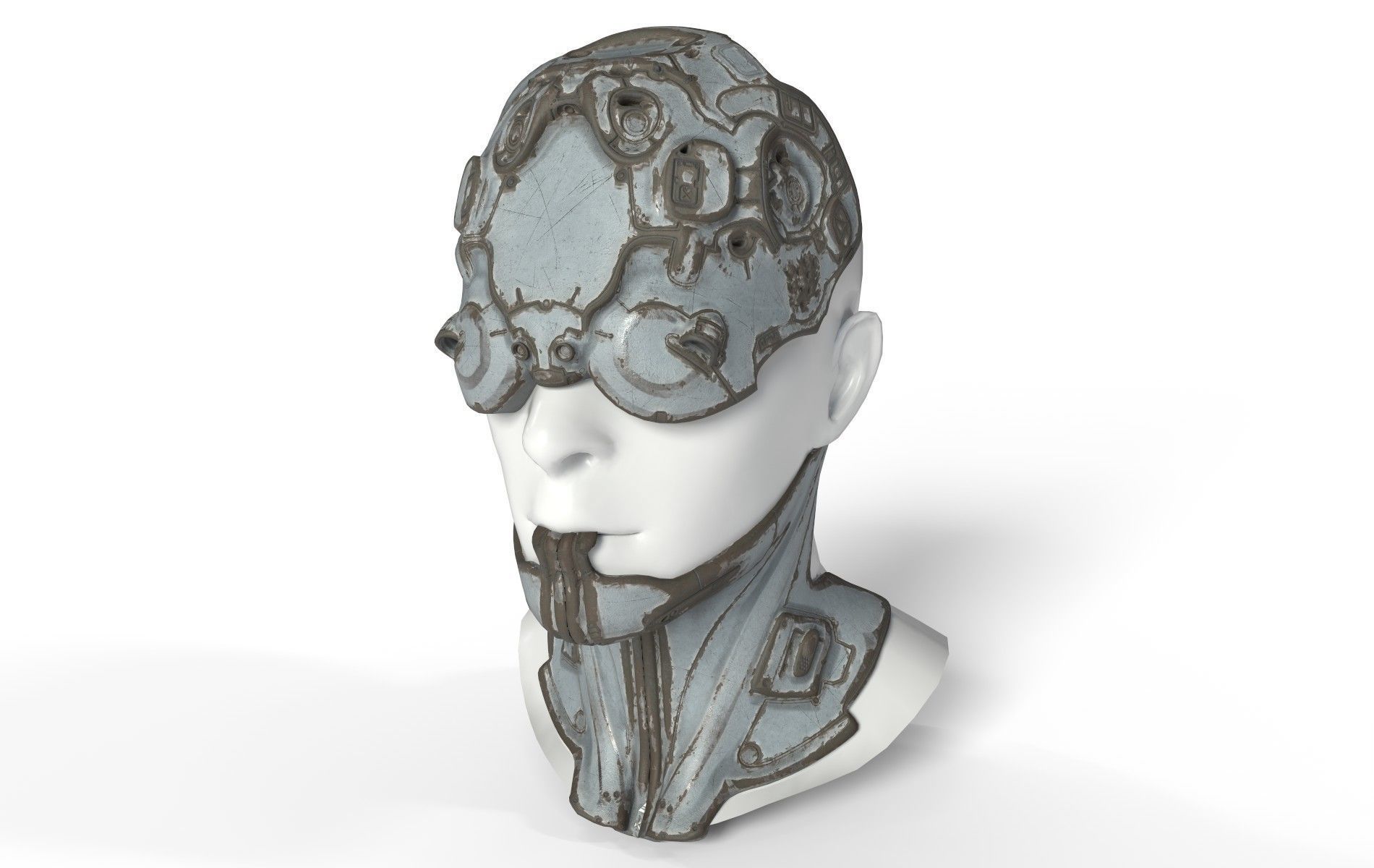 Mask Mecha Robot Cyberpunk Low-poly 3D model_28