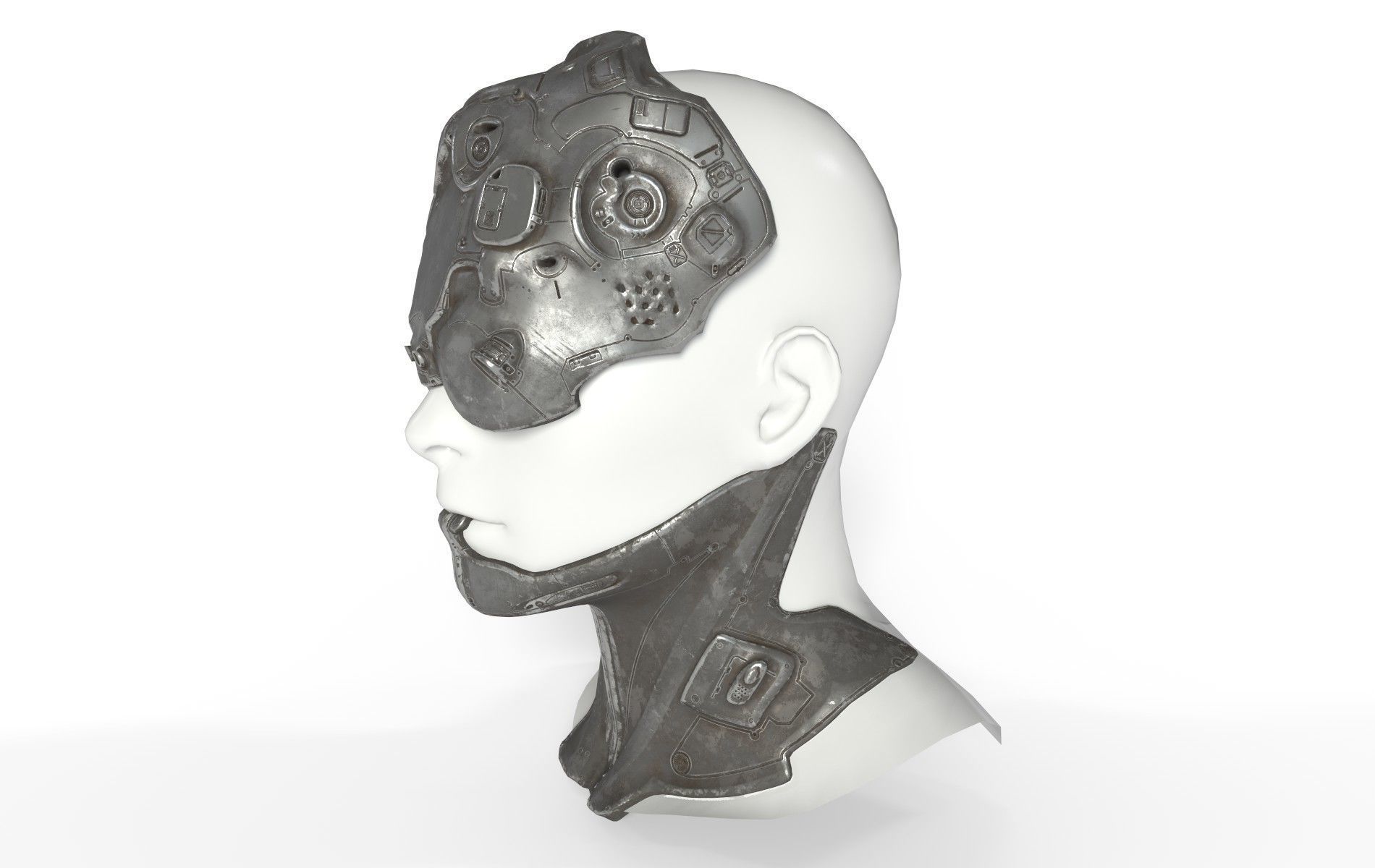 Mask Mecha Robot Cyberpunk Low-poly 3D model_45