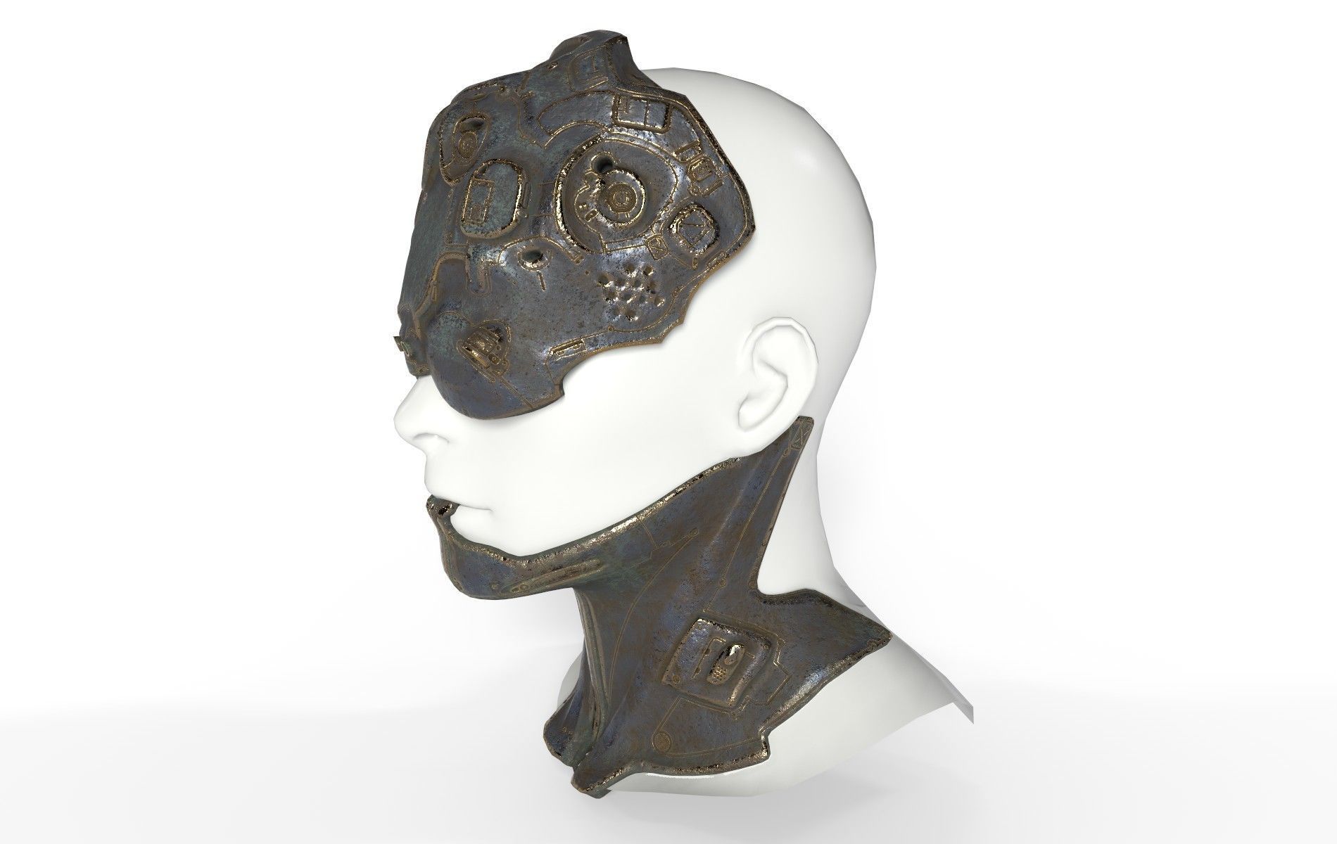 Mask Mecha Robot Cyberpunk Low-poly 3D model_44