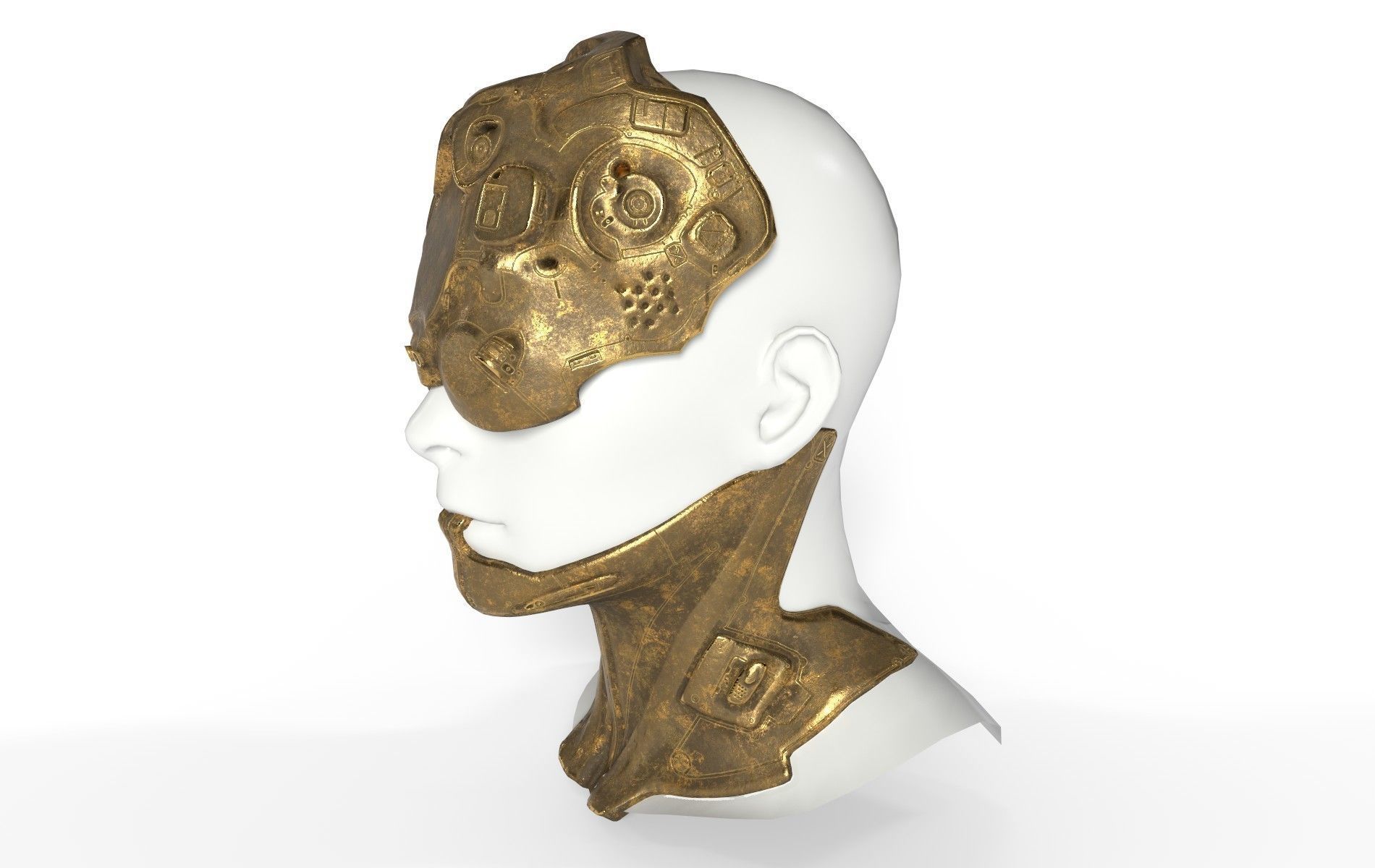 Mask Mecha Robot Cyberpunk Low-poly 3D model_43