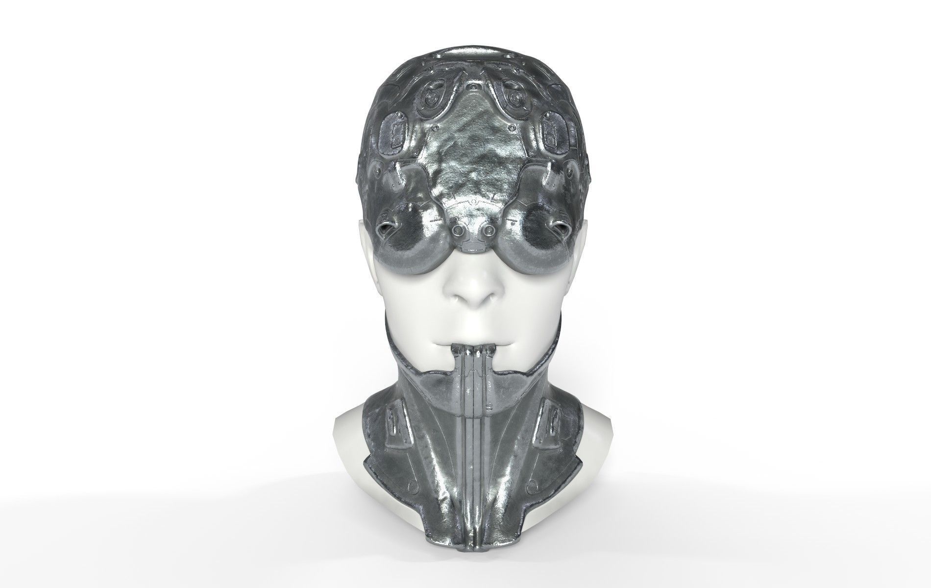 Mask Mecha Robot Cyberpunk Low-poly 3D model_16
