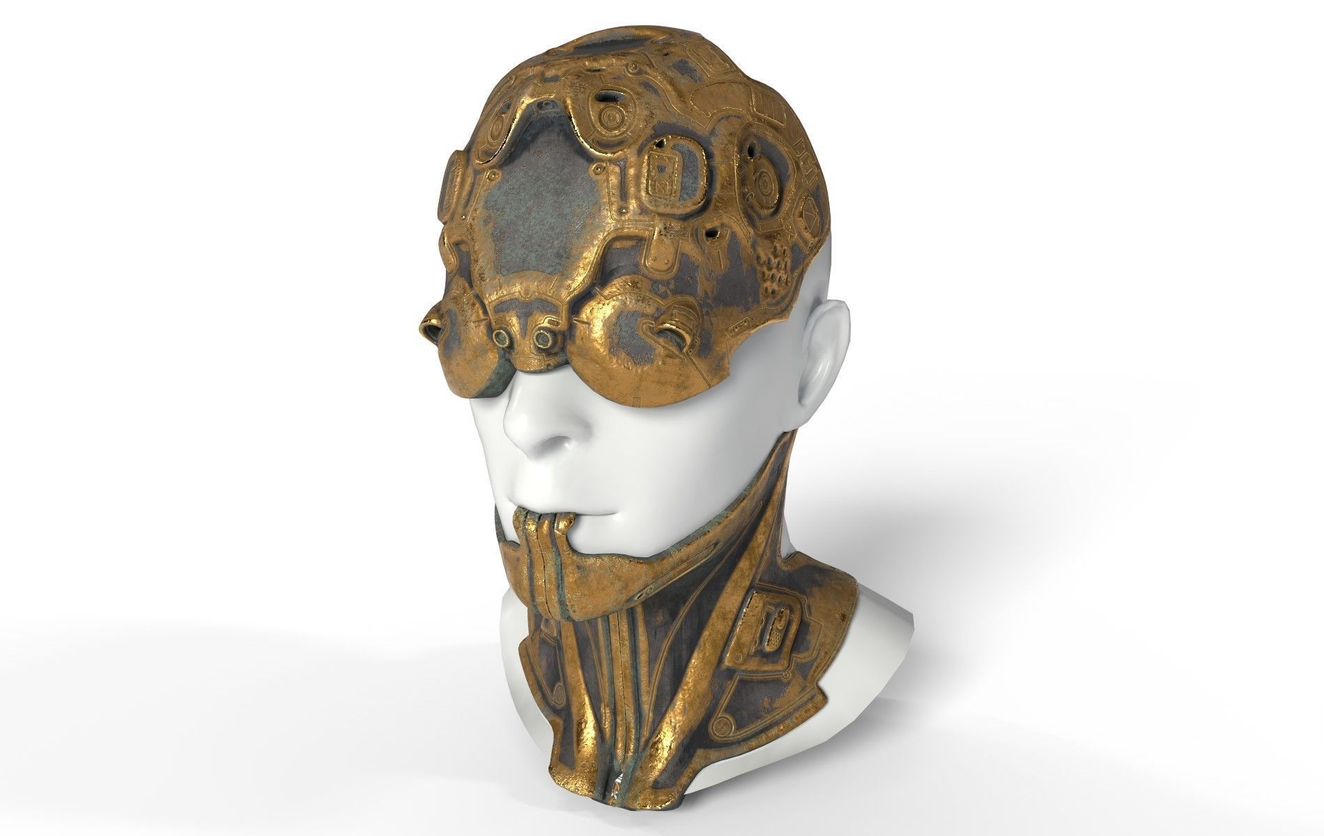 Mask Mecha Robot Cyberpunk Low-poly 3D model_32