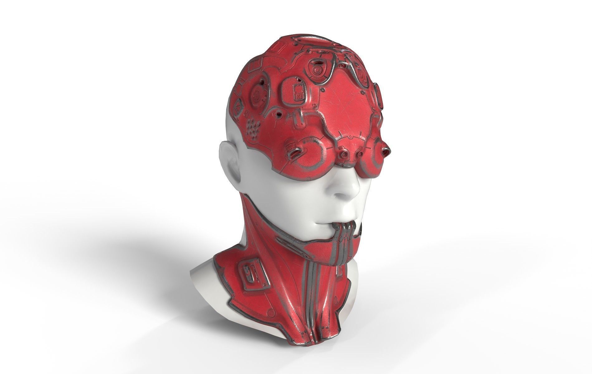 Mask Mecha Robot Cyberpunk Low-poly 3D model_9