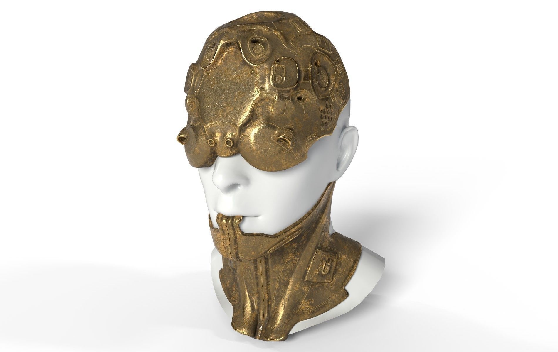 Mask Mecha Robot Cyberpunk Low-poly 3D model_33