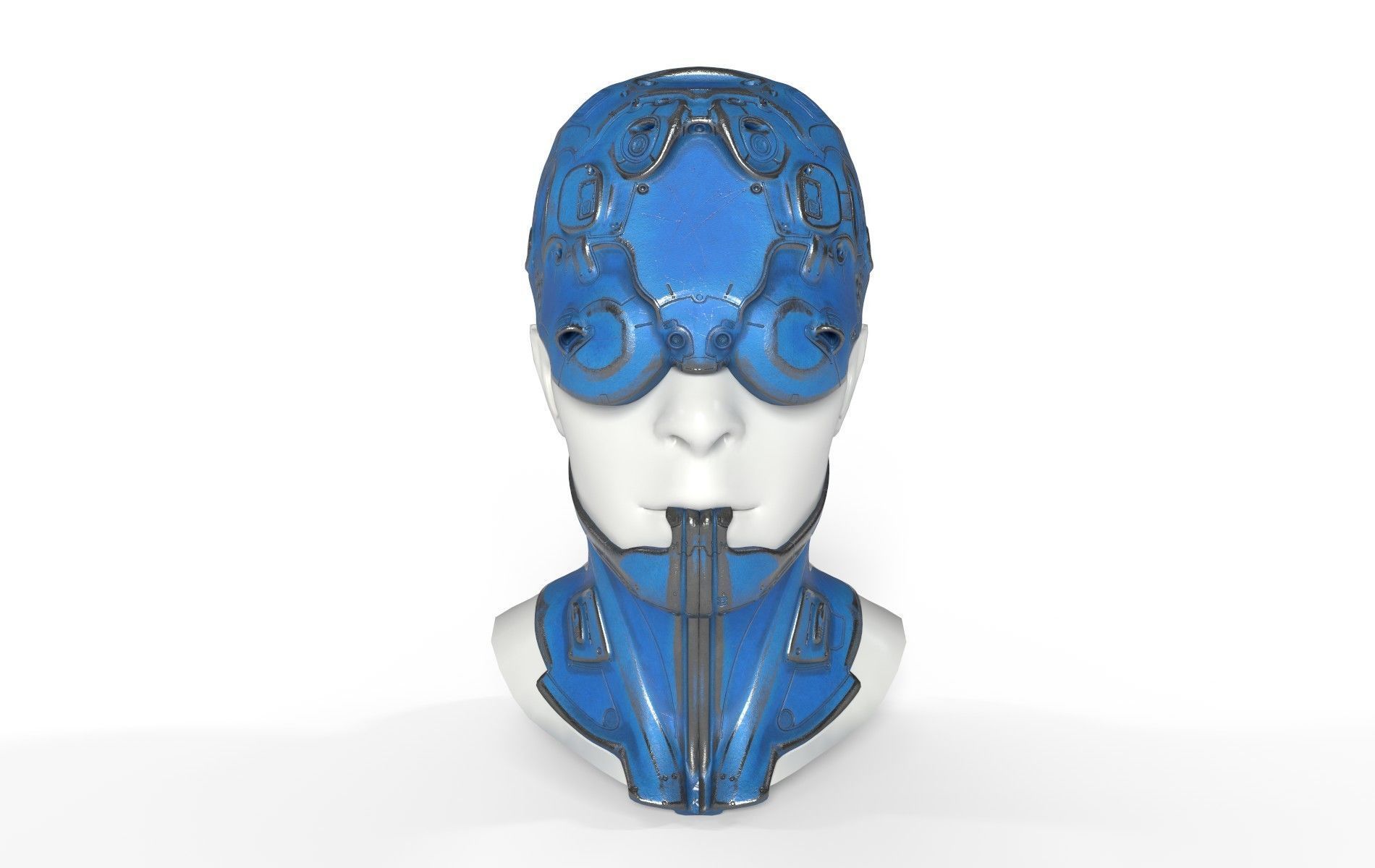 Mask Mecha Robot Cyberpunk Low-poly 3D model_21