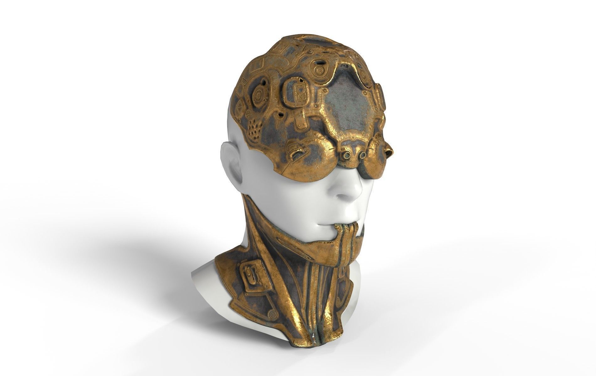 Mask Mecha Robot Cyberpunk Low-poly 3D model_12