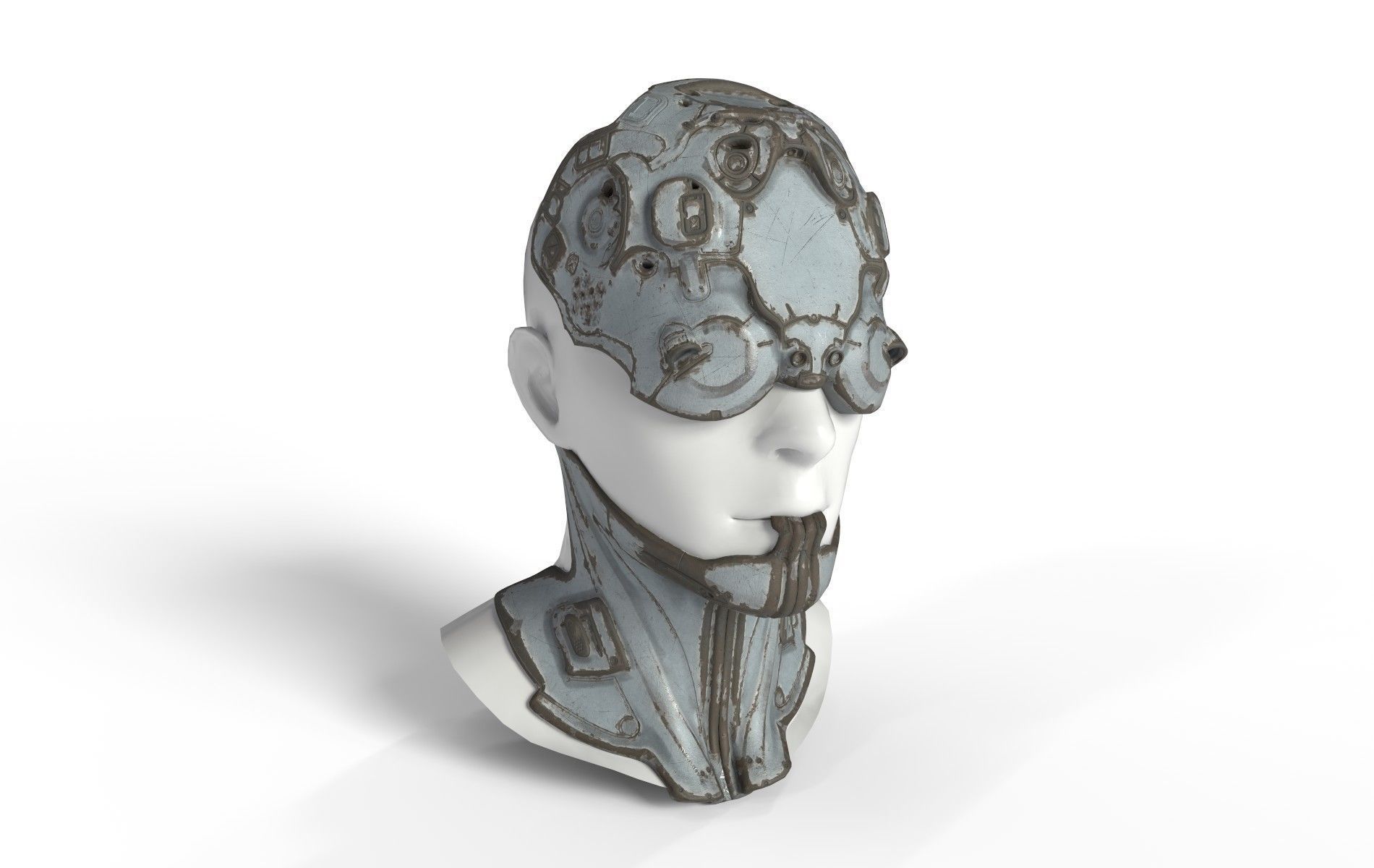 Mask Mecha Robot Cyberpunk Low-poly 3D model_8