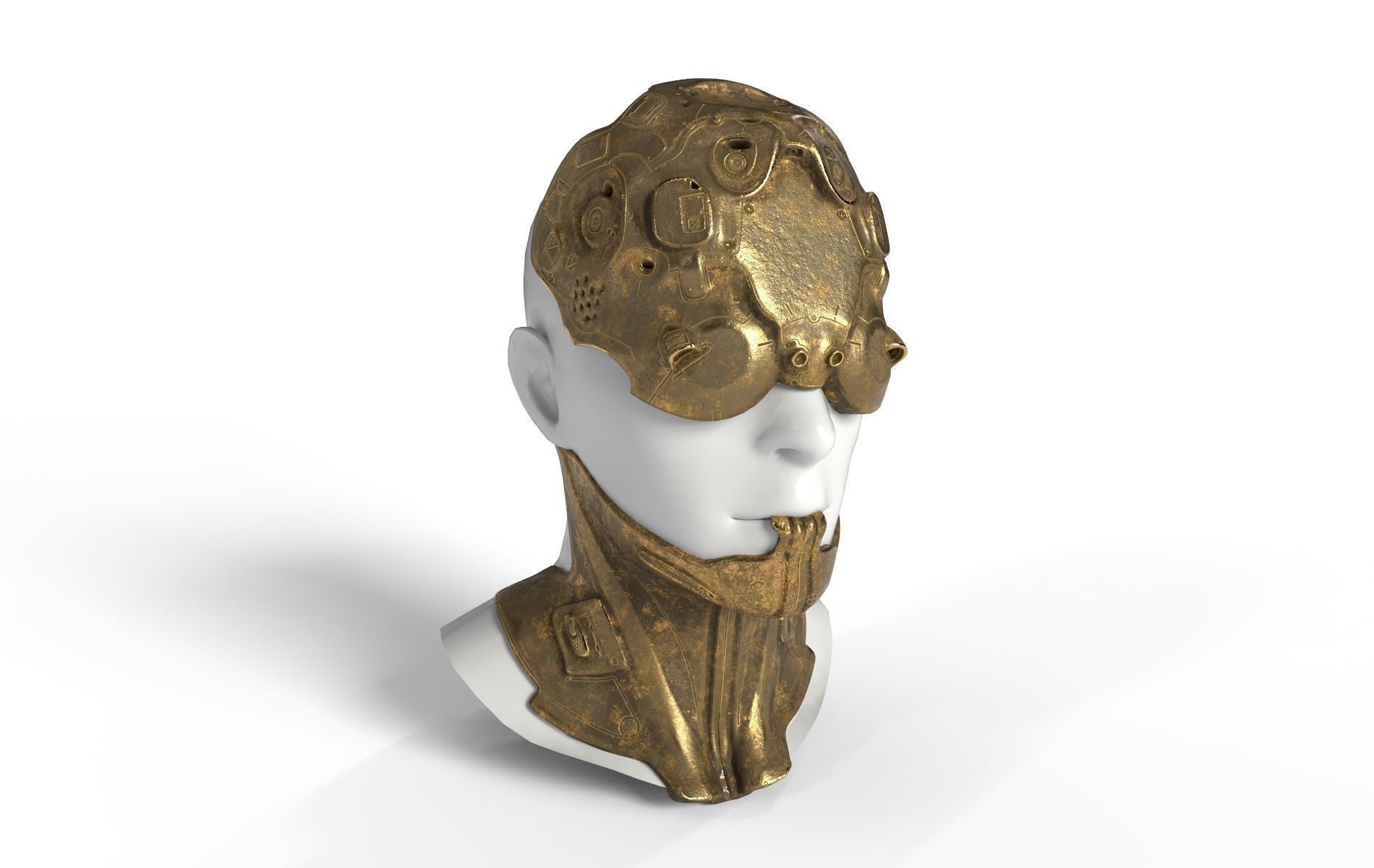 Mask Mecha Robot Cyberpunk Low-poly 3D model_13