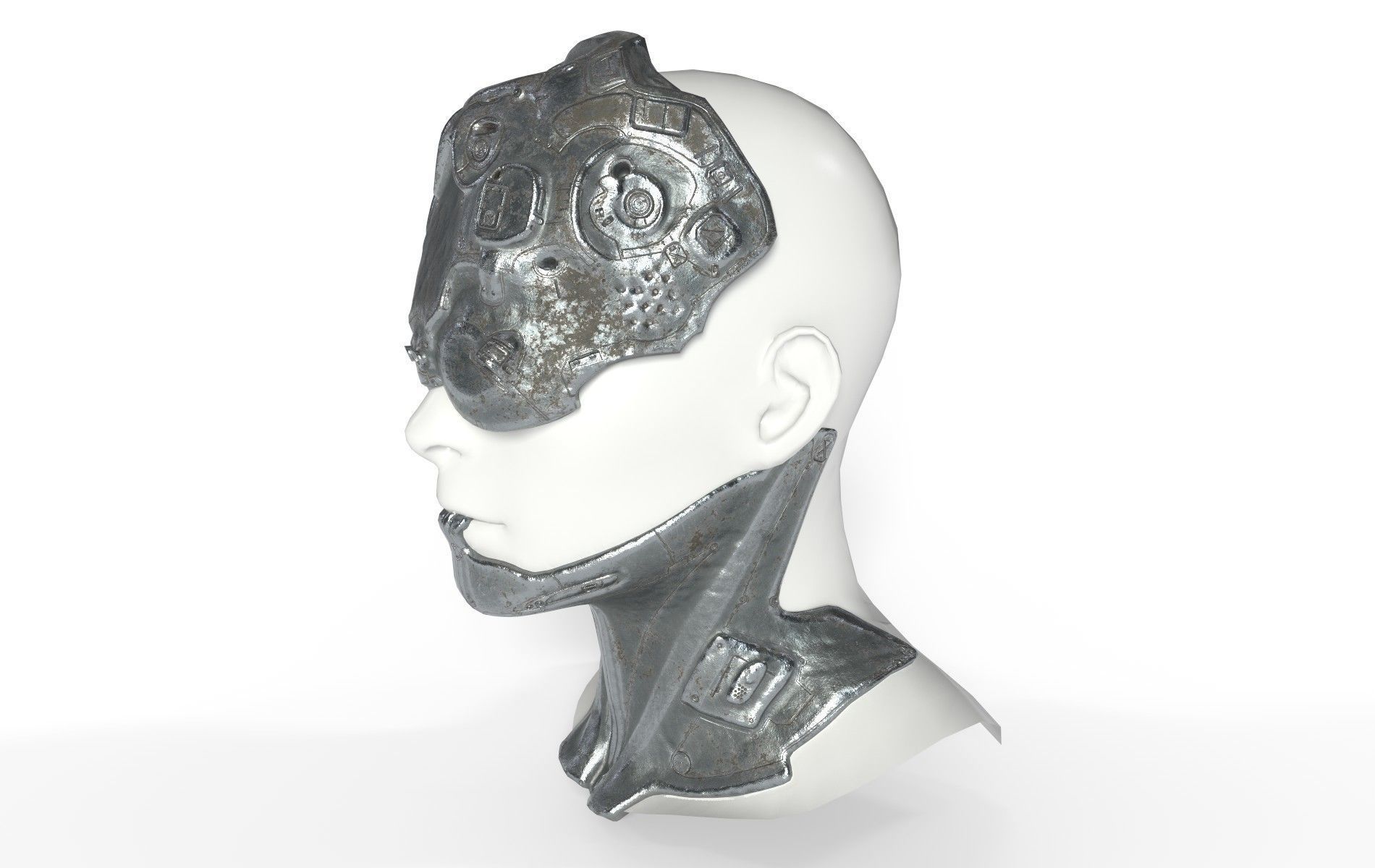 Mask Mecha Robot Cyberpunk Low-poly 3D model_37