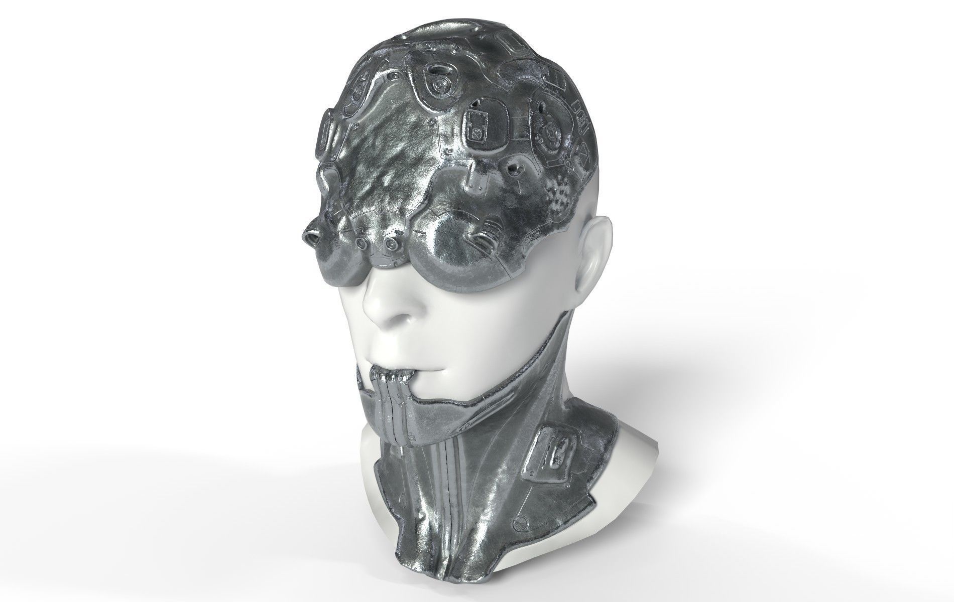 Mask Mecha Robot Cyberpunk Low-poly 3D model_26