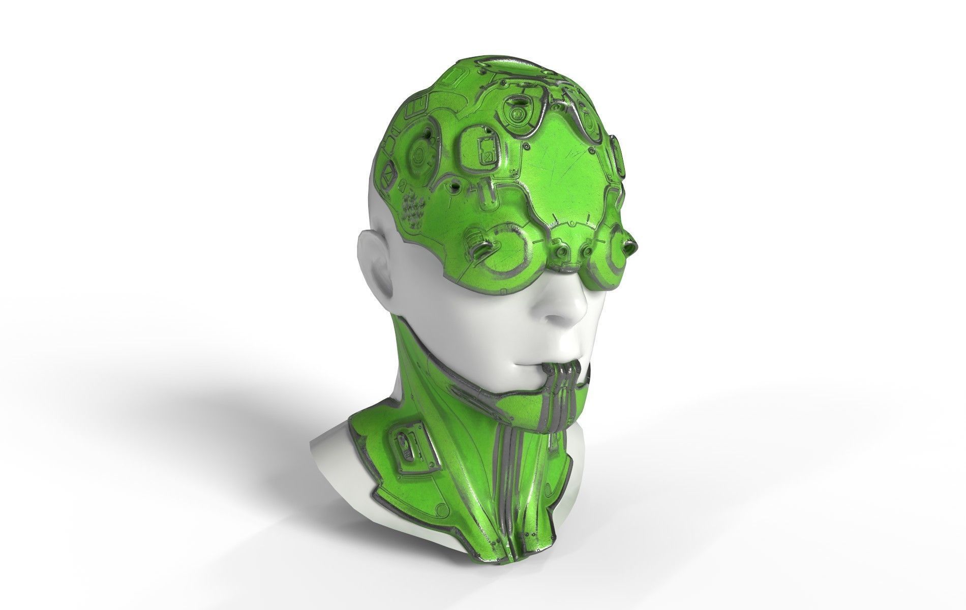 Mask Mecha Robot Cyberpunk Low-poly 3D model_10