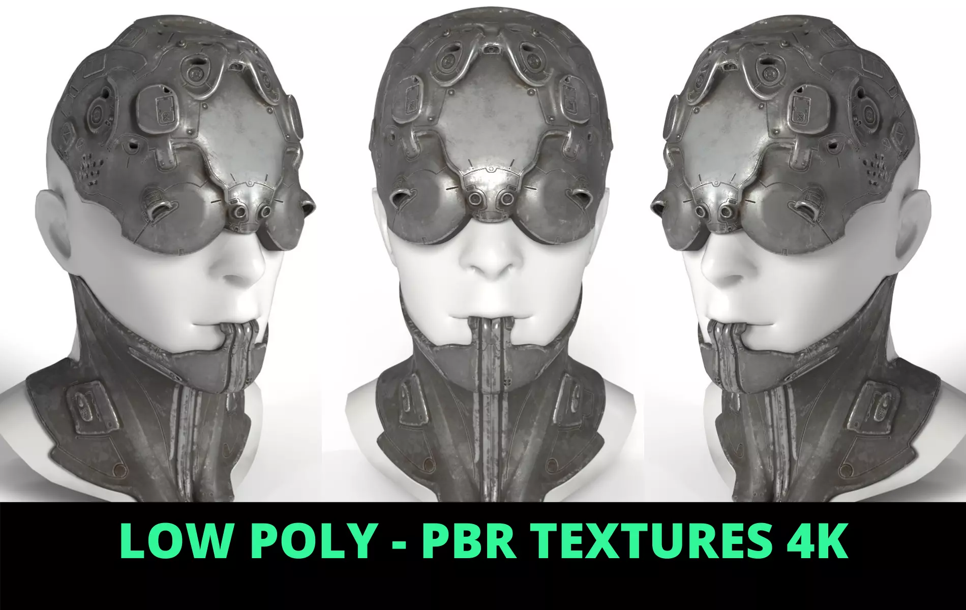 Mask Mecha Robot Cyberpunk Low-poly 3D model_0