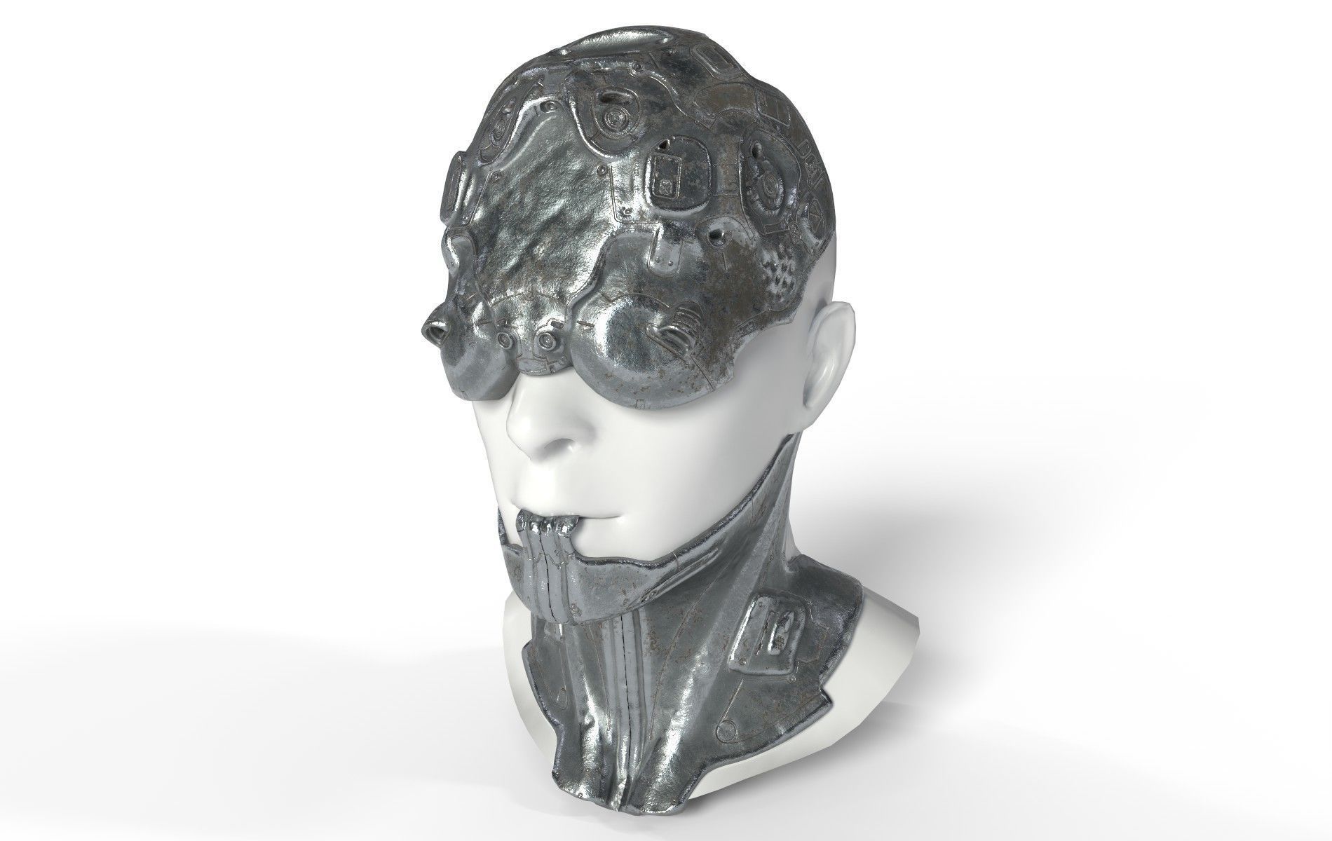 Mask Mecha Robot Cyberpunk Low-poly 3D model_27