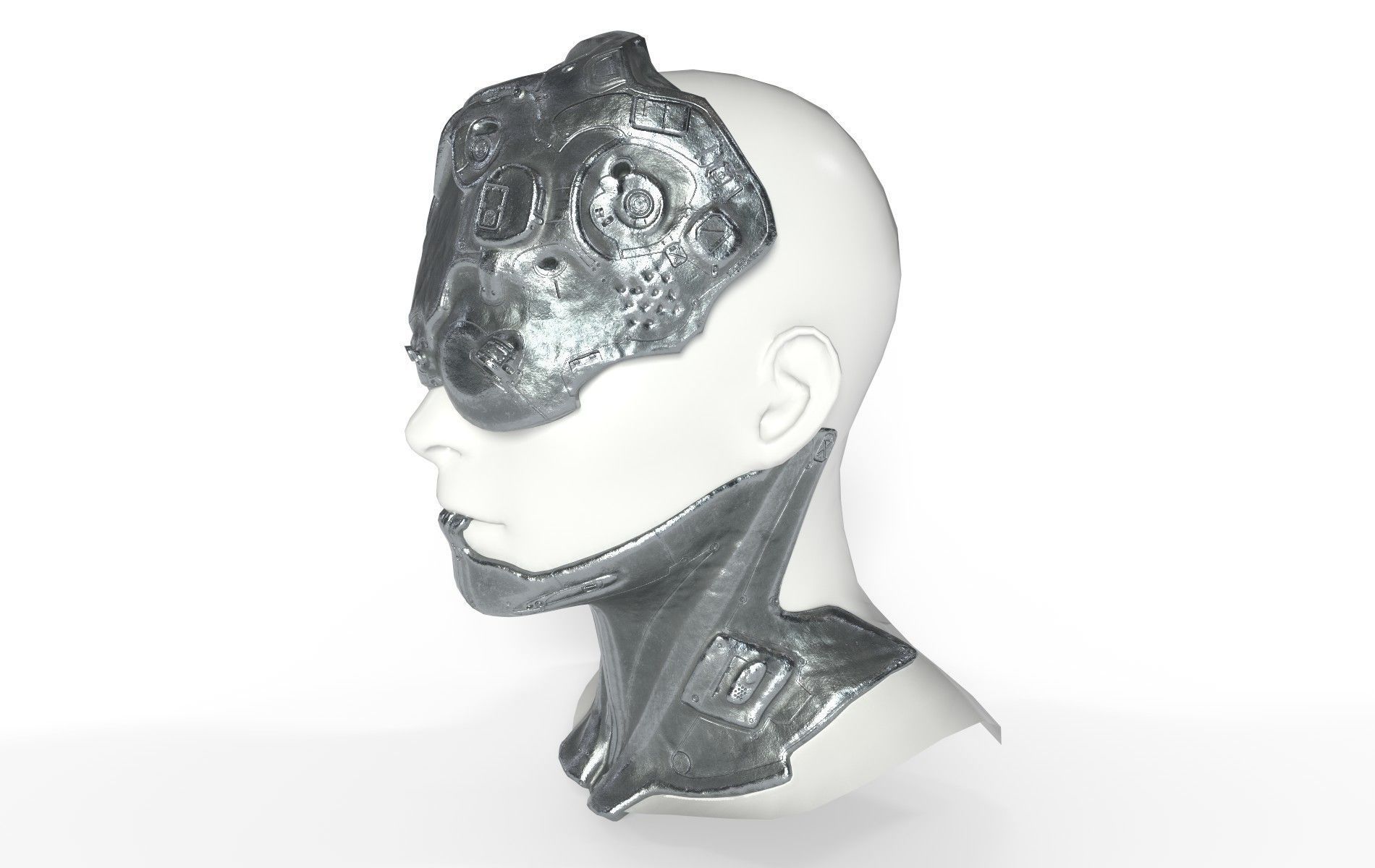 Mask Mecha Robot Cyberpunk Low-poly 3D model_36
