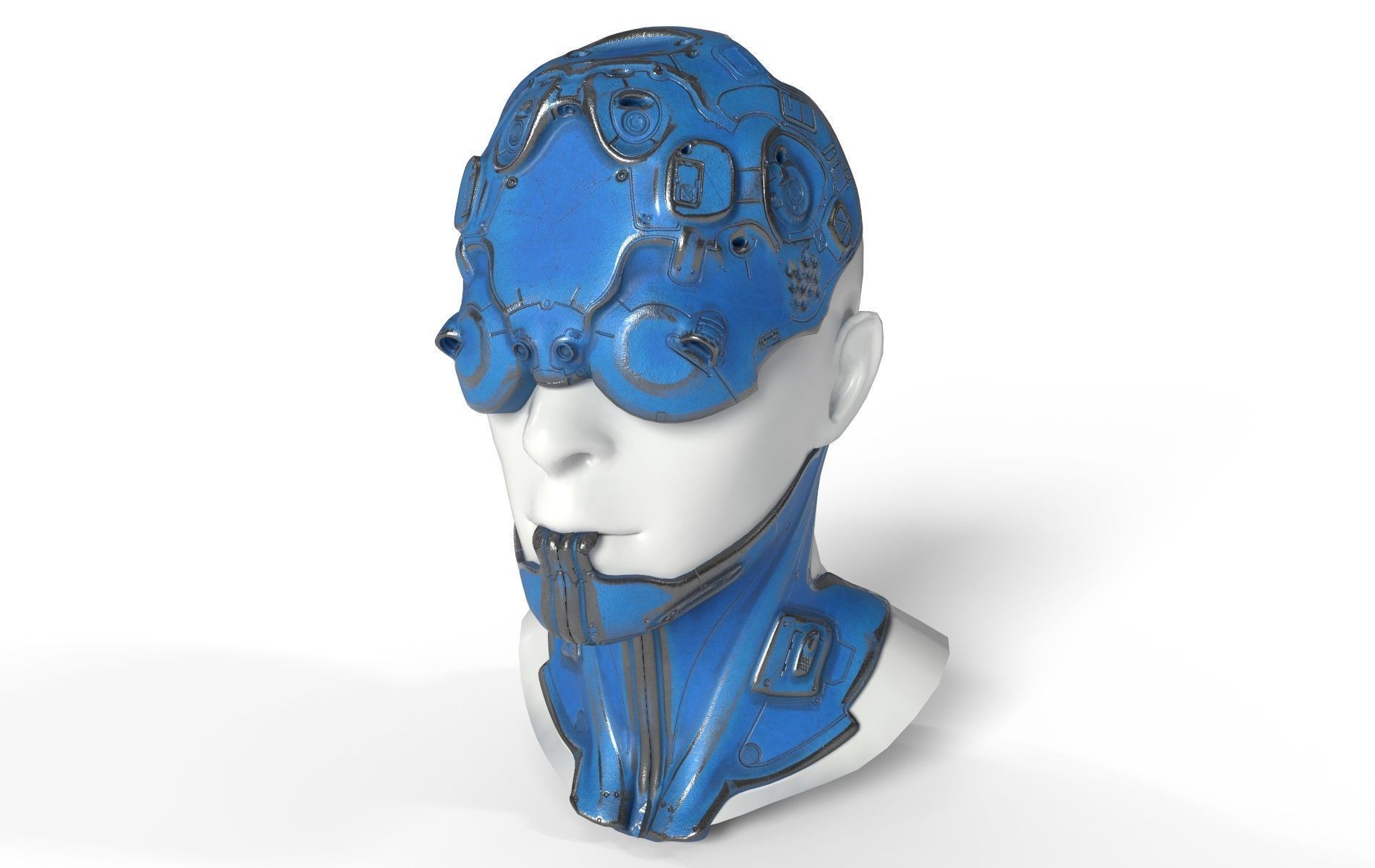 Mask Mecha Robot Cyberpunk Low-poly 3D model_31