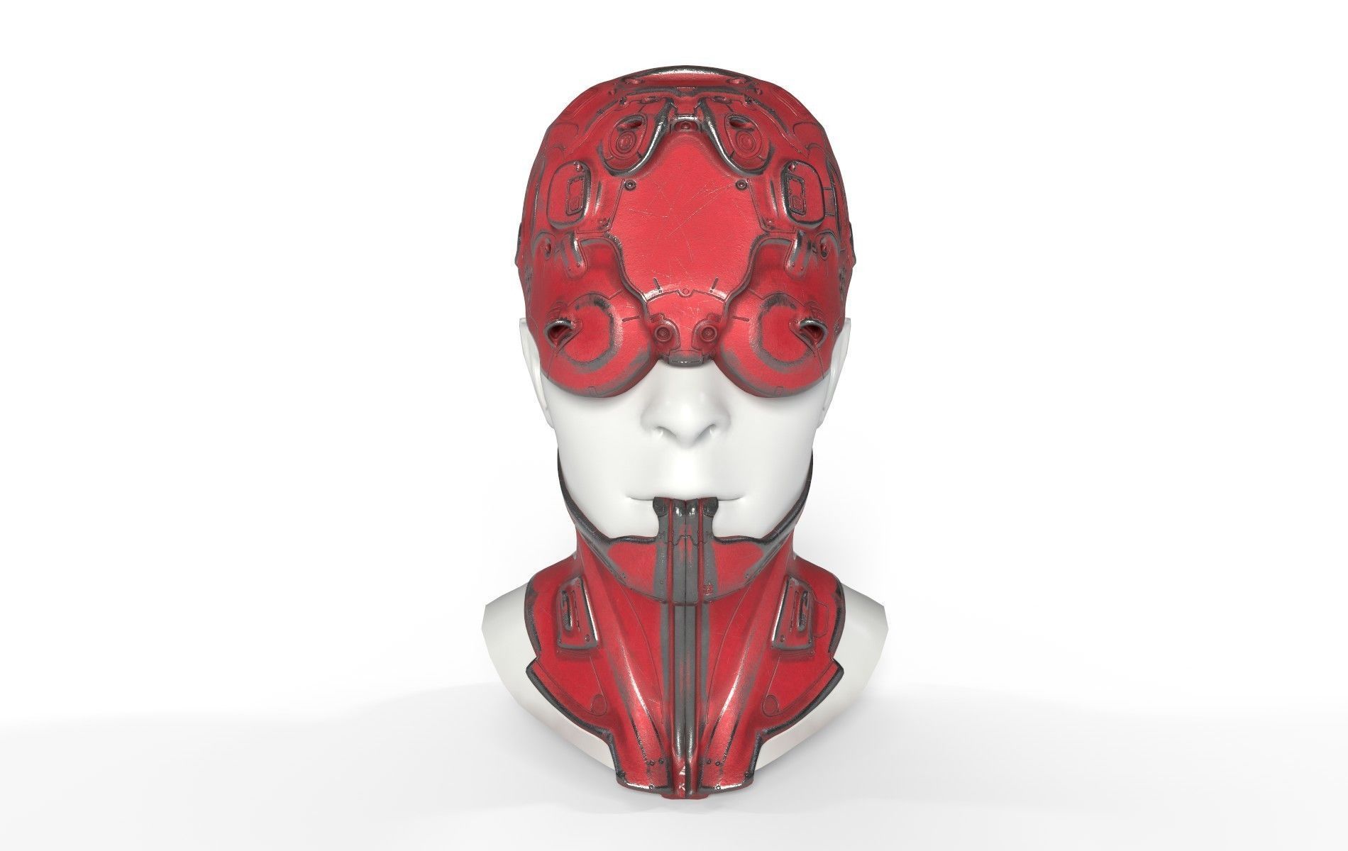 Mask Mecha Robot Cyberpunk Low-poly 3D model_19