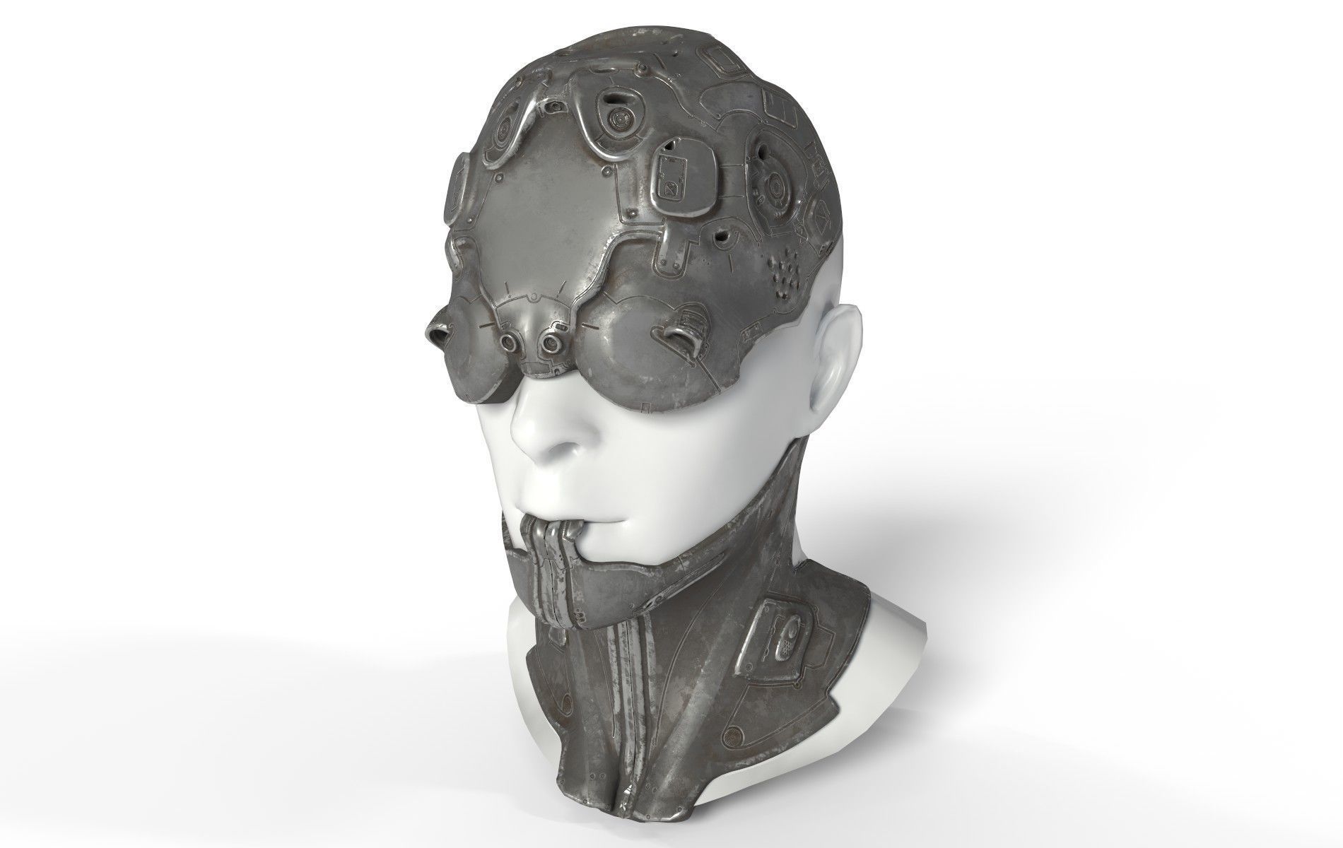 Mask Mecha Robot Cyberpunk Low-poly 3D model_35