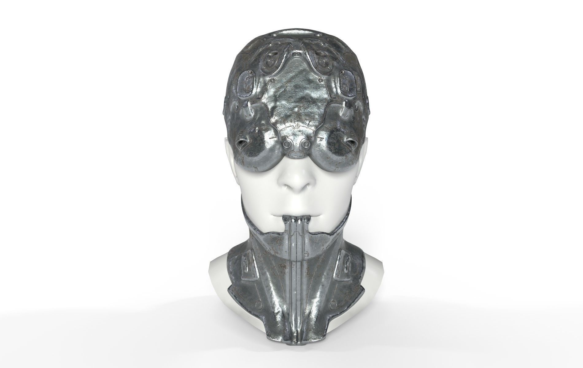Mask Mecha Robot Cyberpunk Low-poly 3D model_17