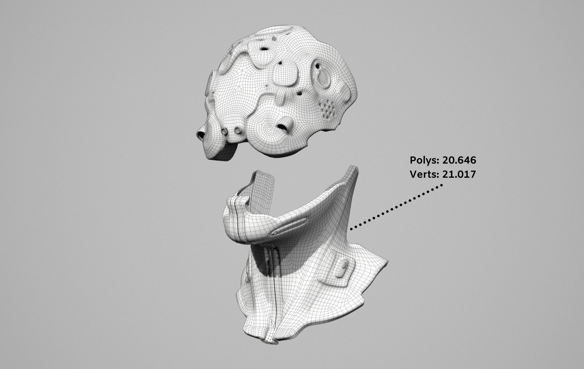Mask Mecha Robot Cyberpunk Low-poly 3D model_6