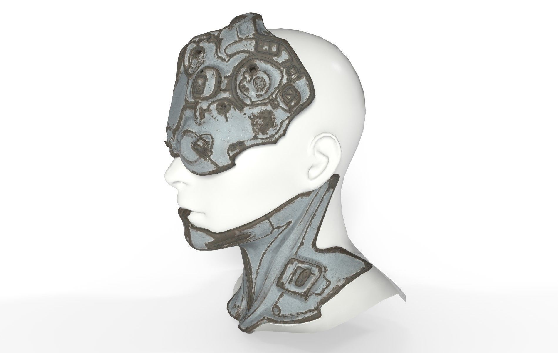 Mask Mecha Robot Cyberpunk Low-poly 3D model_38