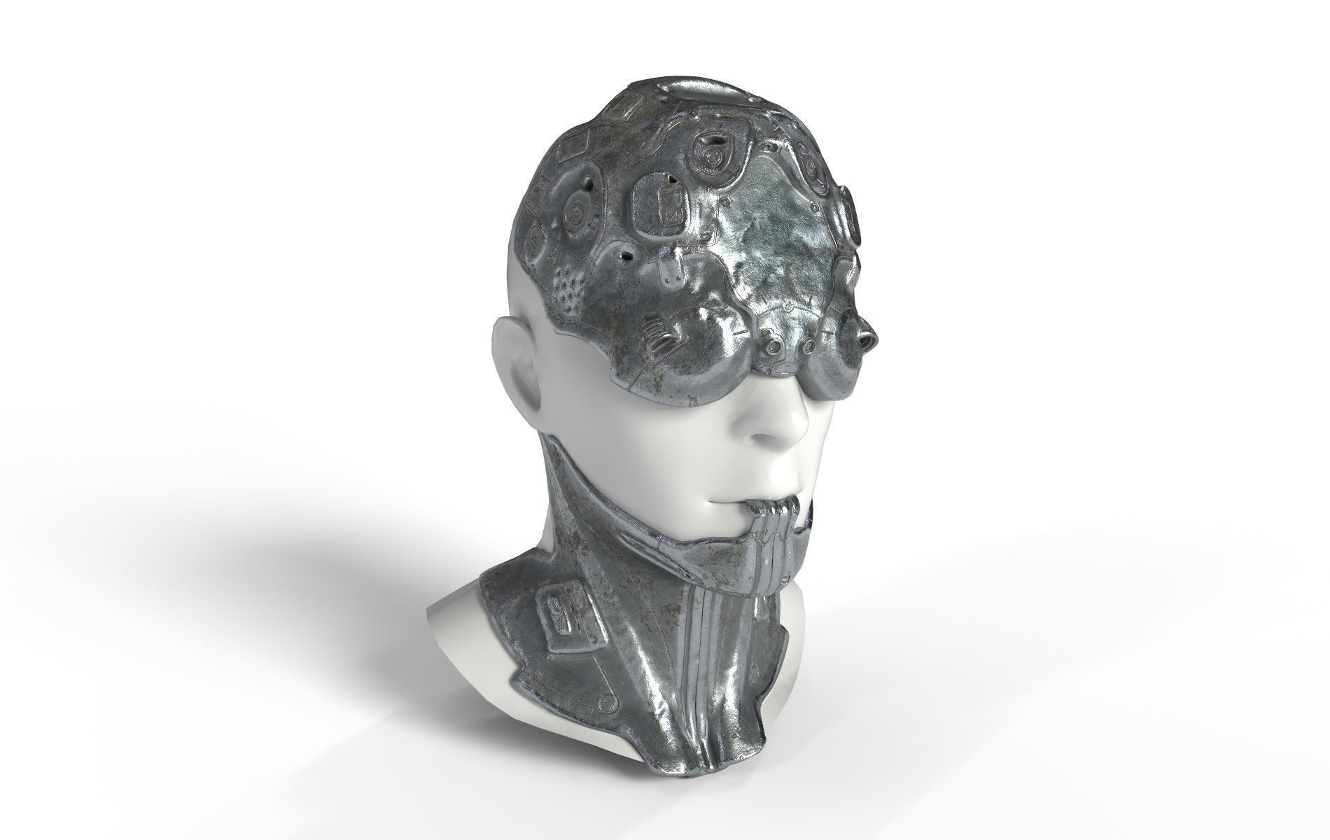 Mask Mecha Robot Cyberpunk Low-poly 3D model_7