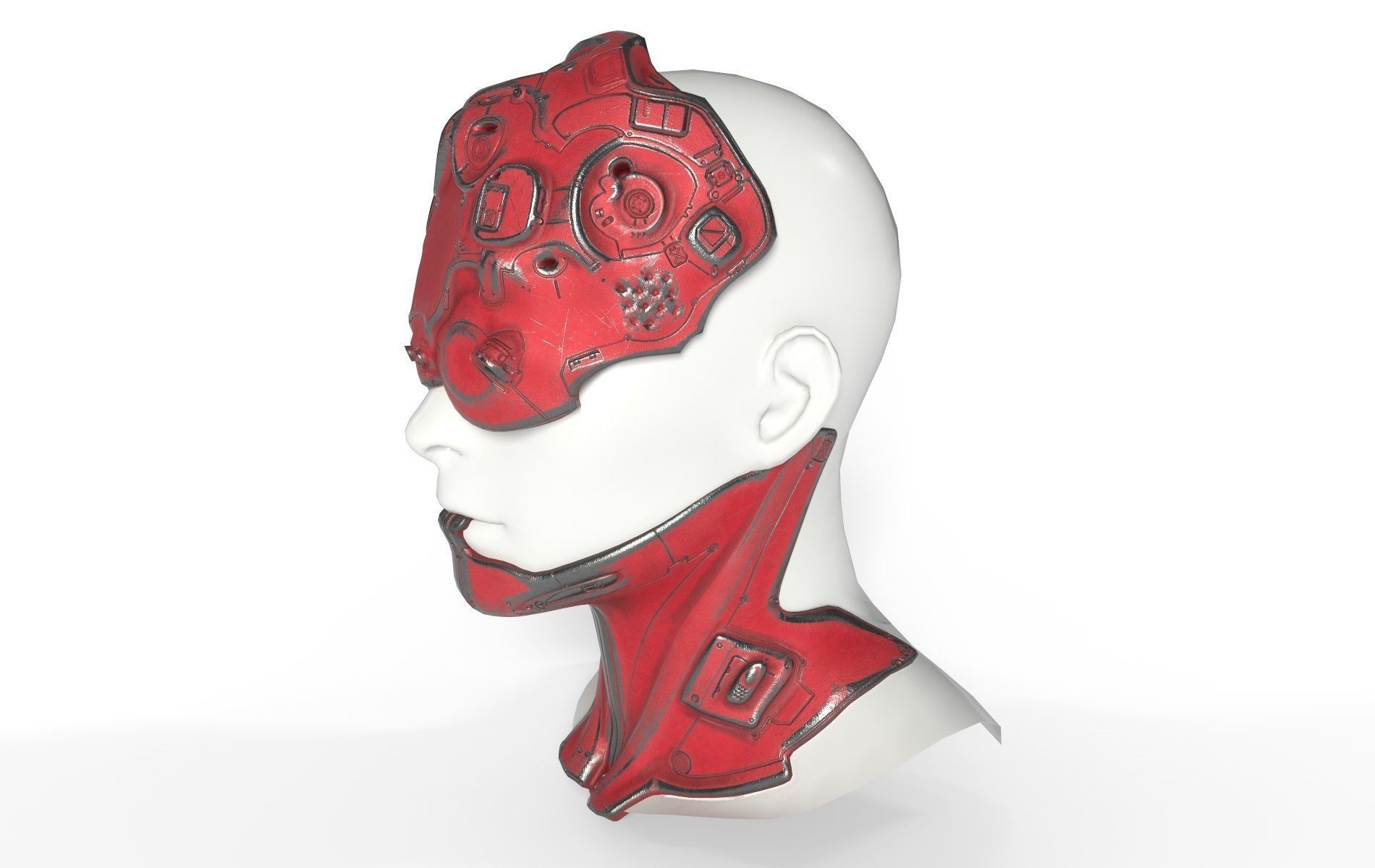 Mask Mecha Robot Cyberpunk Low-poly 3D model_39