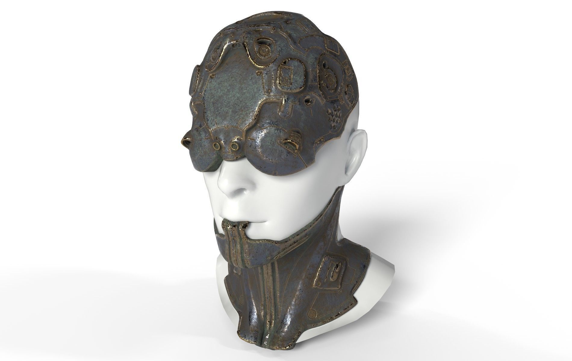 Mask Mecha Robot Cyberpunk Low-poly 3D model_34