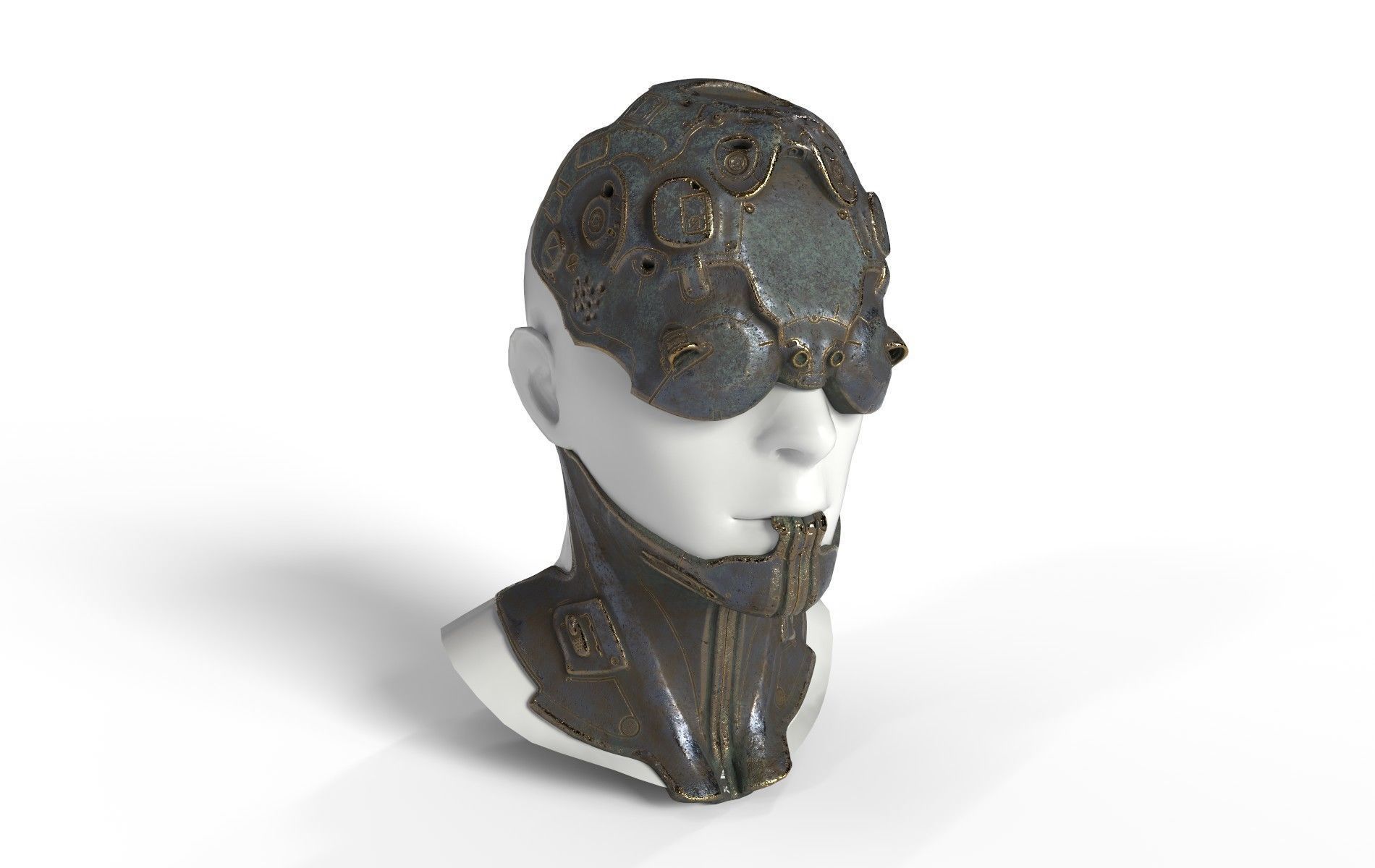 Mask Mecha Robot Cyberpunk Low-poly 3D model_14